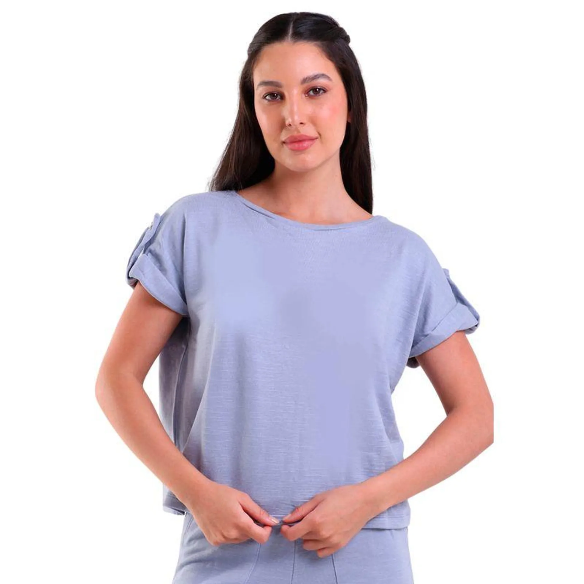 Blusa Feminina Flatin com Martingale Manga Curta