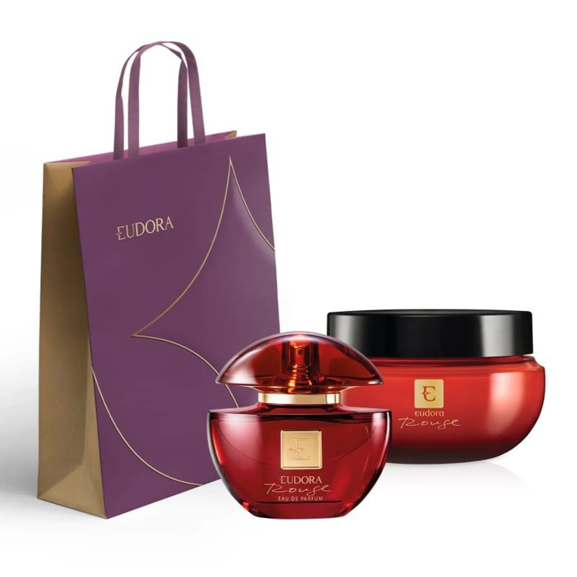 Combo Presente de Natal Eudora Rouge: Eau de Parfum 75ml + Creme Corporal 250g + Sacola