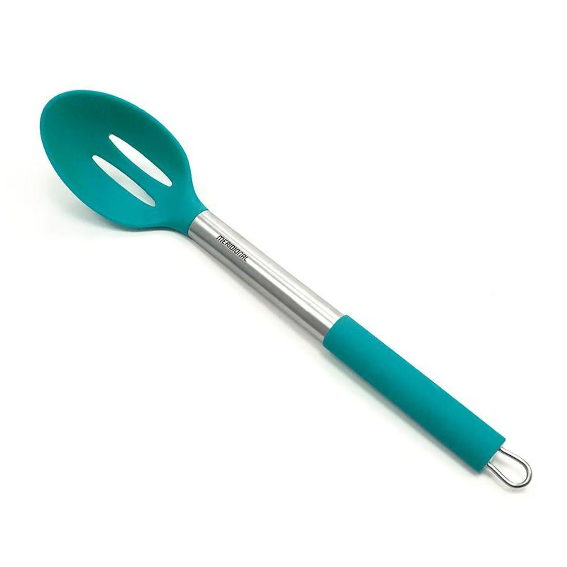 Colher de Silicone Perfurada Azul Tiffany com Cabo De Inox - Meridional
