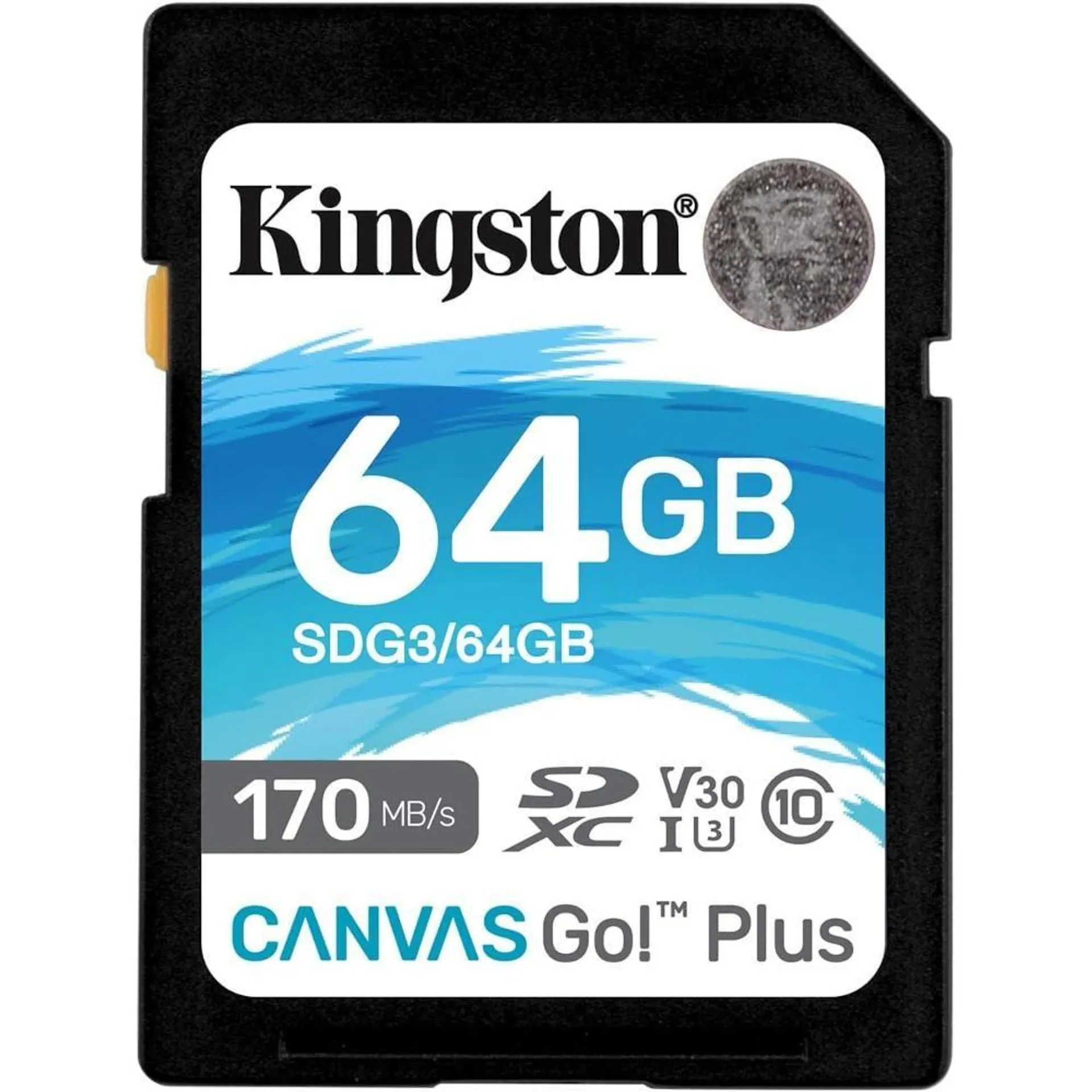 Cartão SD 64GB Kingston Canvas Go Plus para gravação de vídeo 4K UHD e modo fotográfico burst na sua DSLR, SDG3/64GB