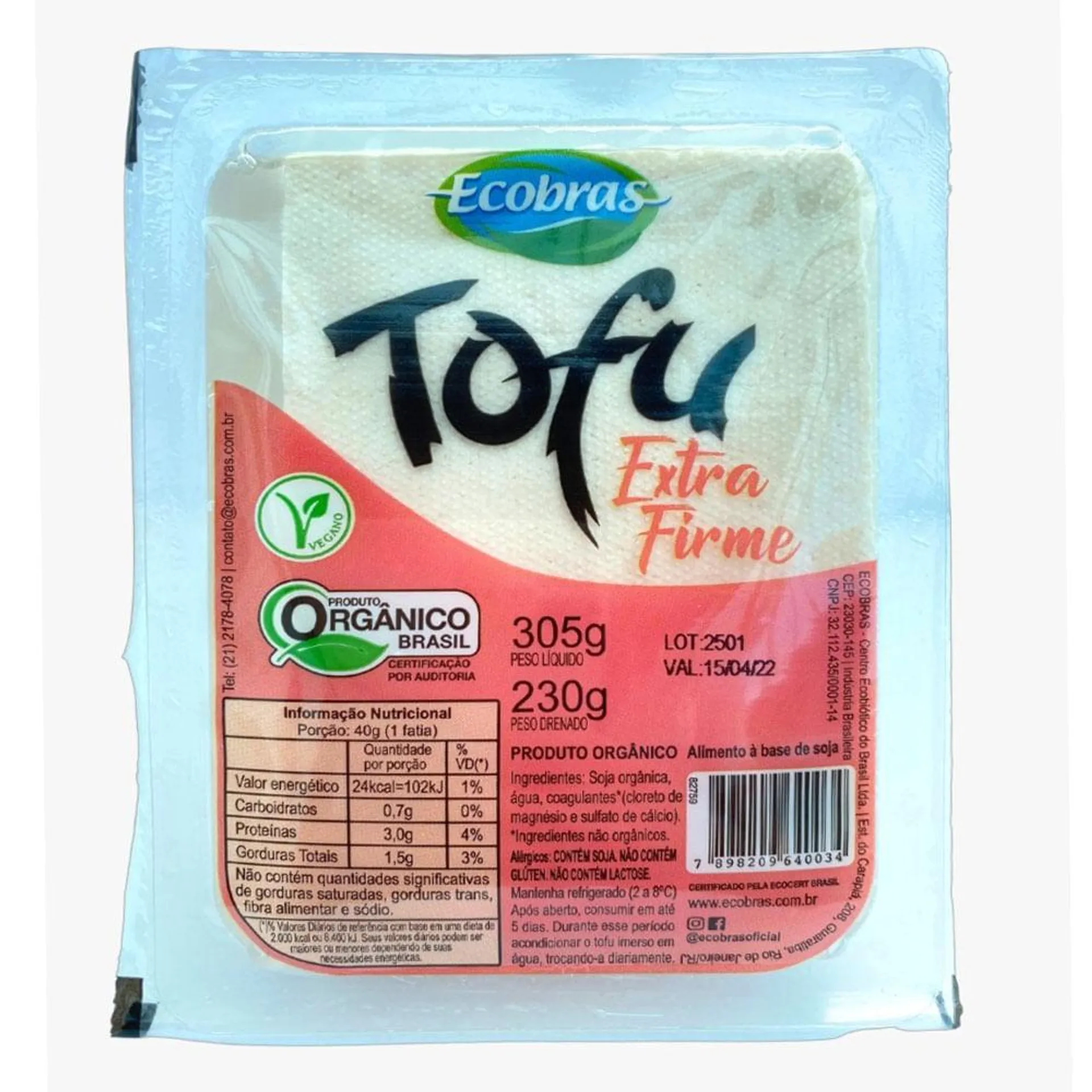 Tofu Extra Firme Ecobras Orgânico 230g