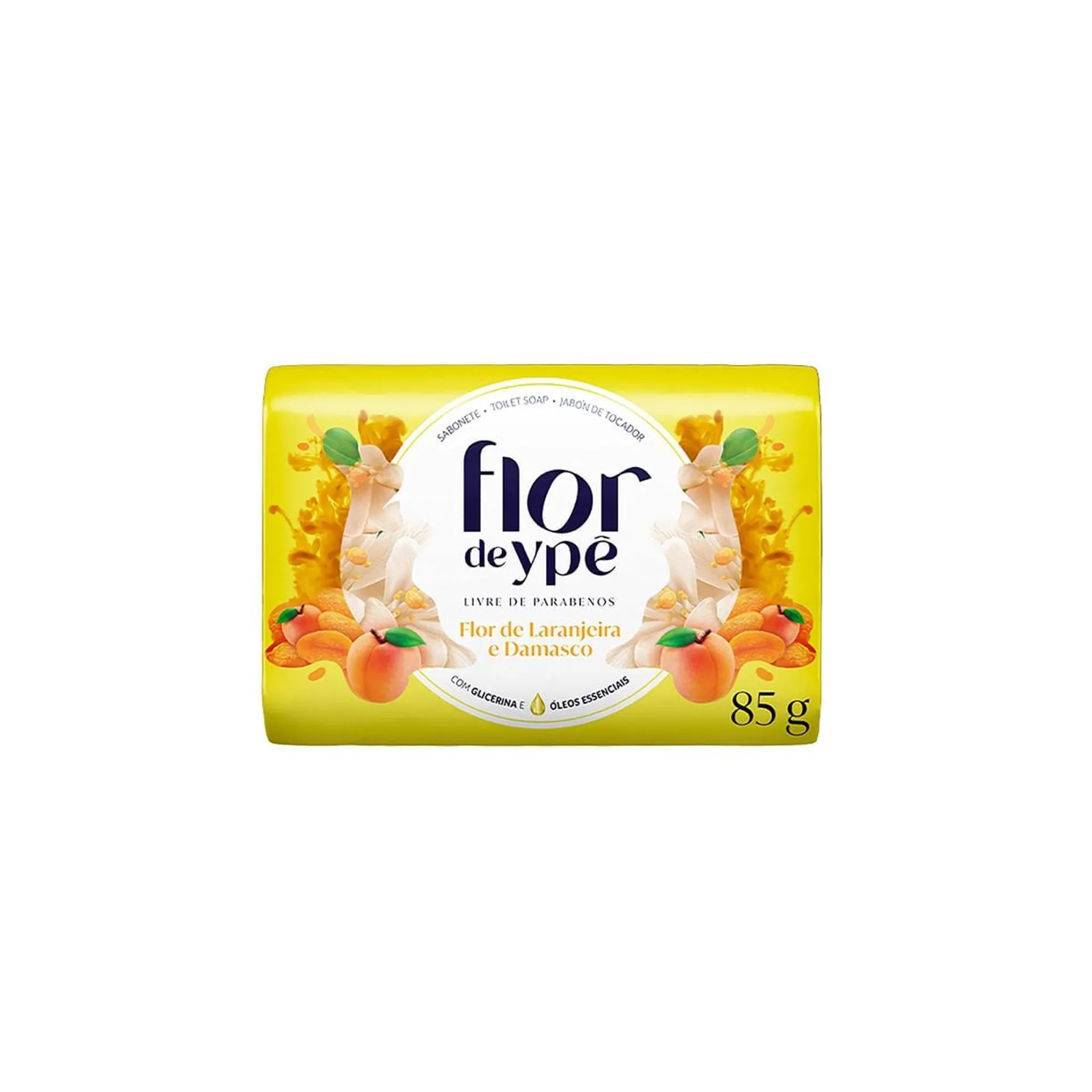 Sabonete Flor De Ypê Suave - Amarelo - Flor De Laranjeira e Damasco 85G - Glicerina e Óleos Essenciais