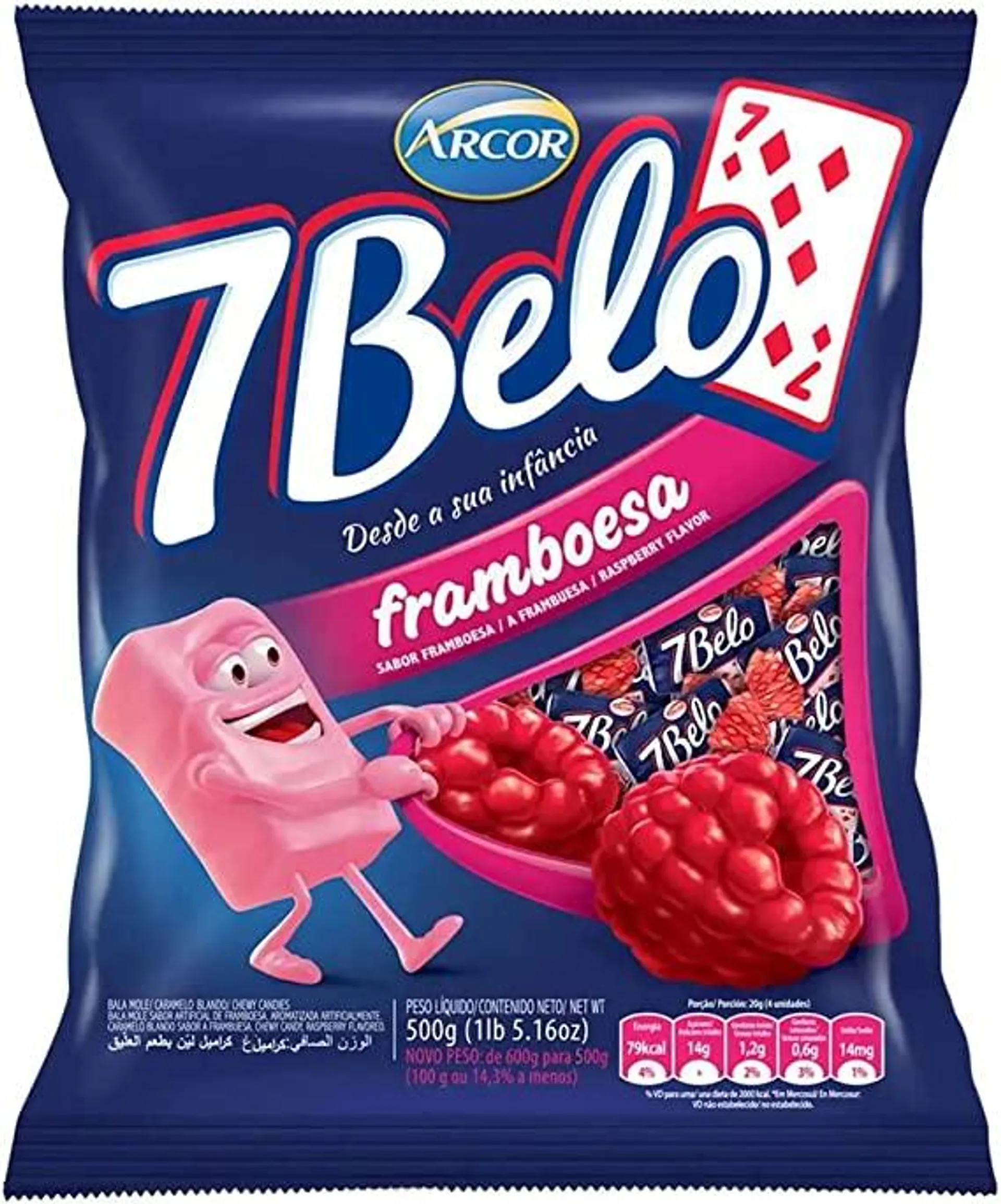 Bala 7 Belo Framboesa 500g