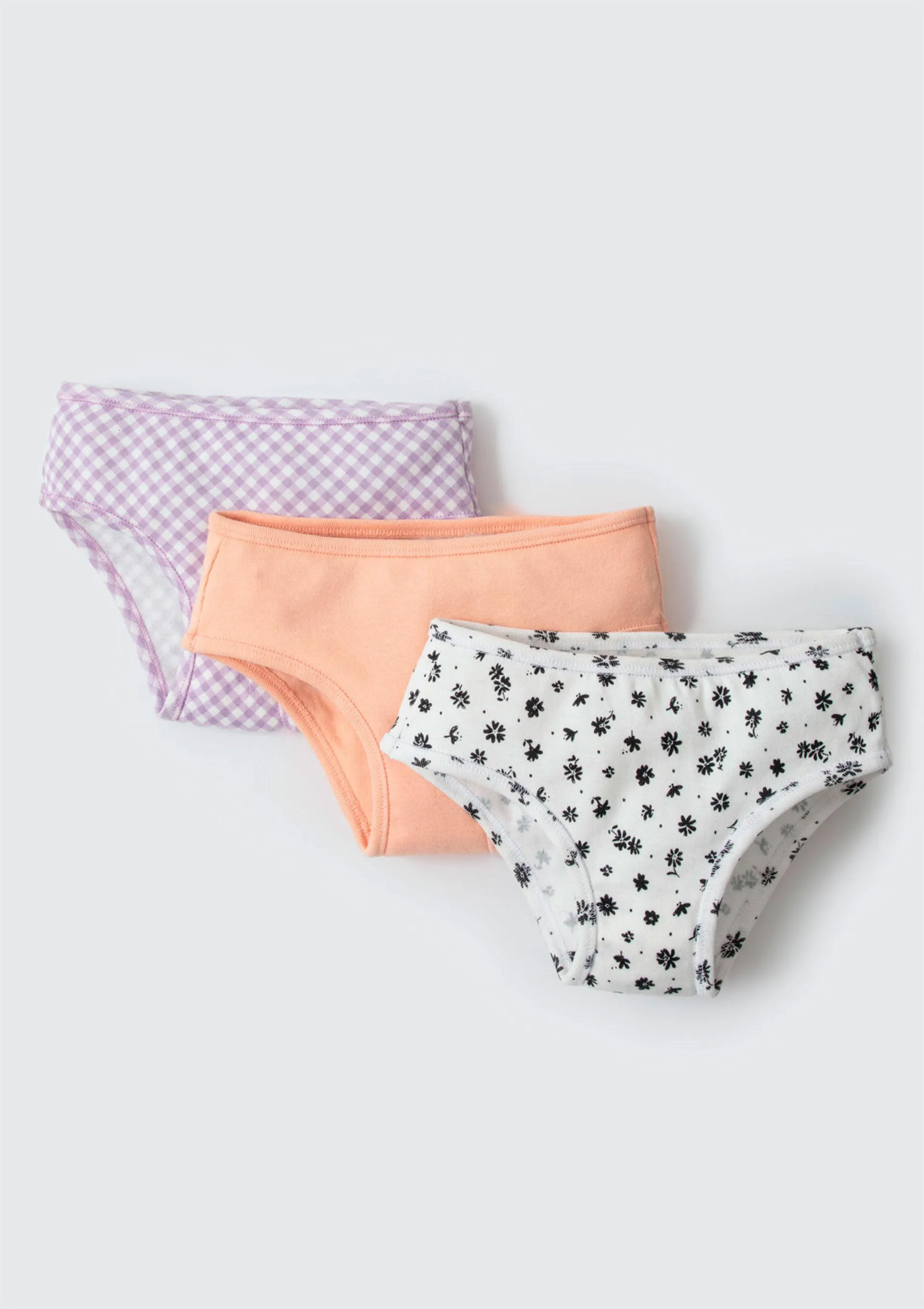 Kit Com 3 Calcinhas Infantil Em Ribana - Multicolorido