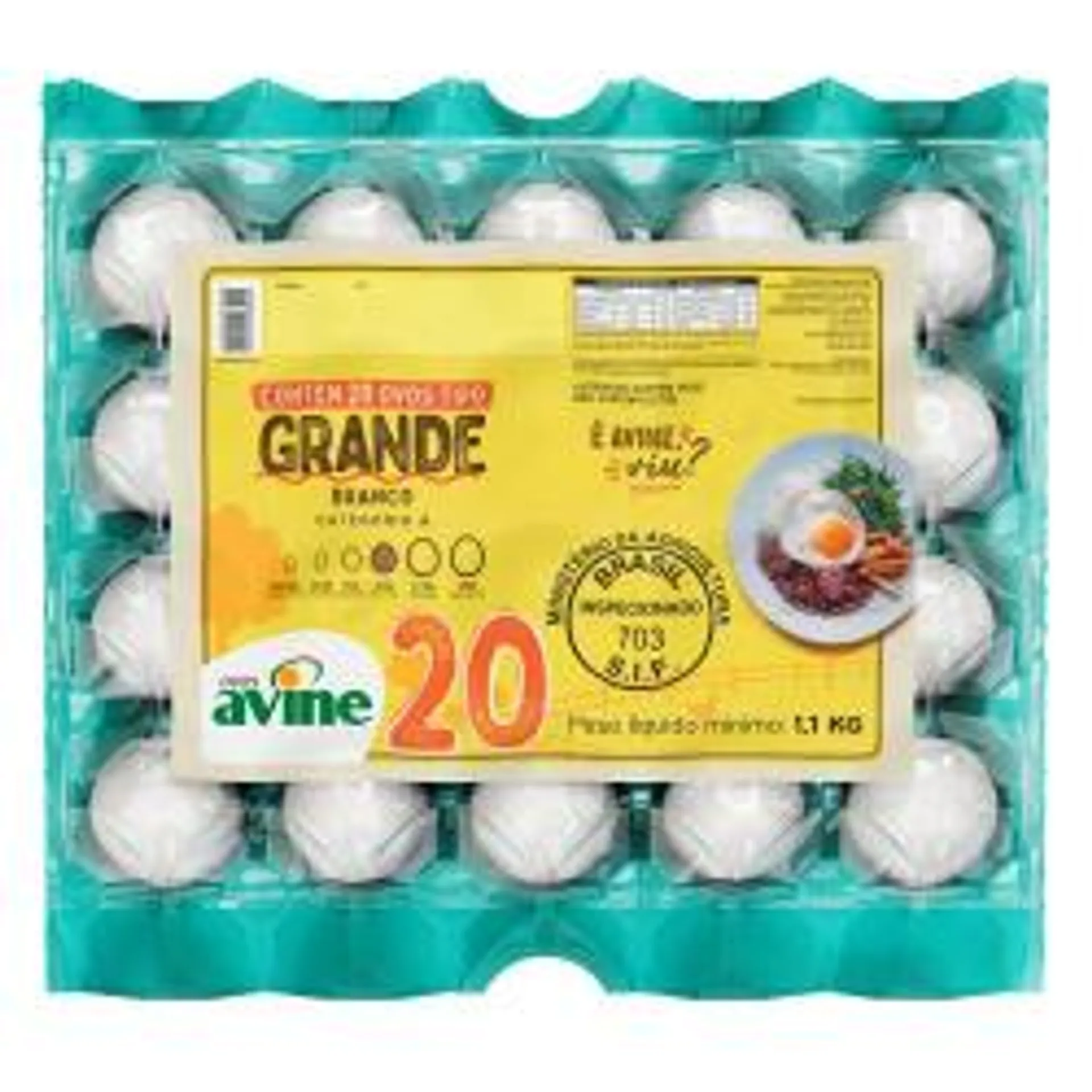 Ovos Avine Branco Grande Com 20 Unidades