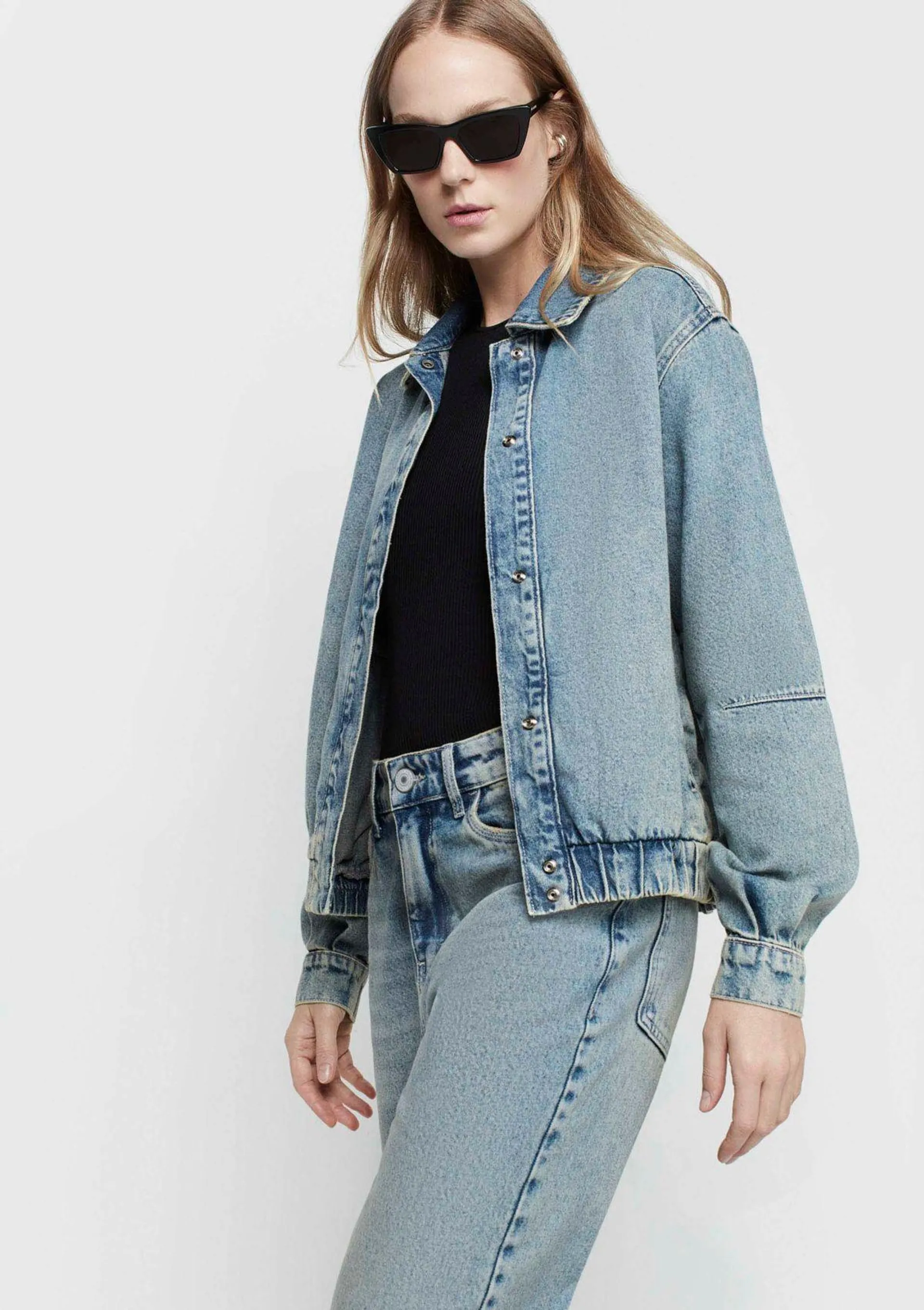 Jaqueta Jeans Bomber - Azul