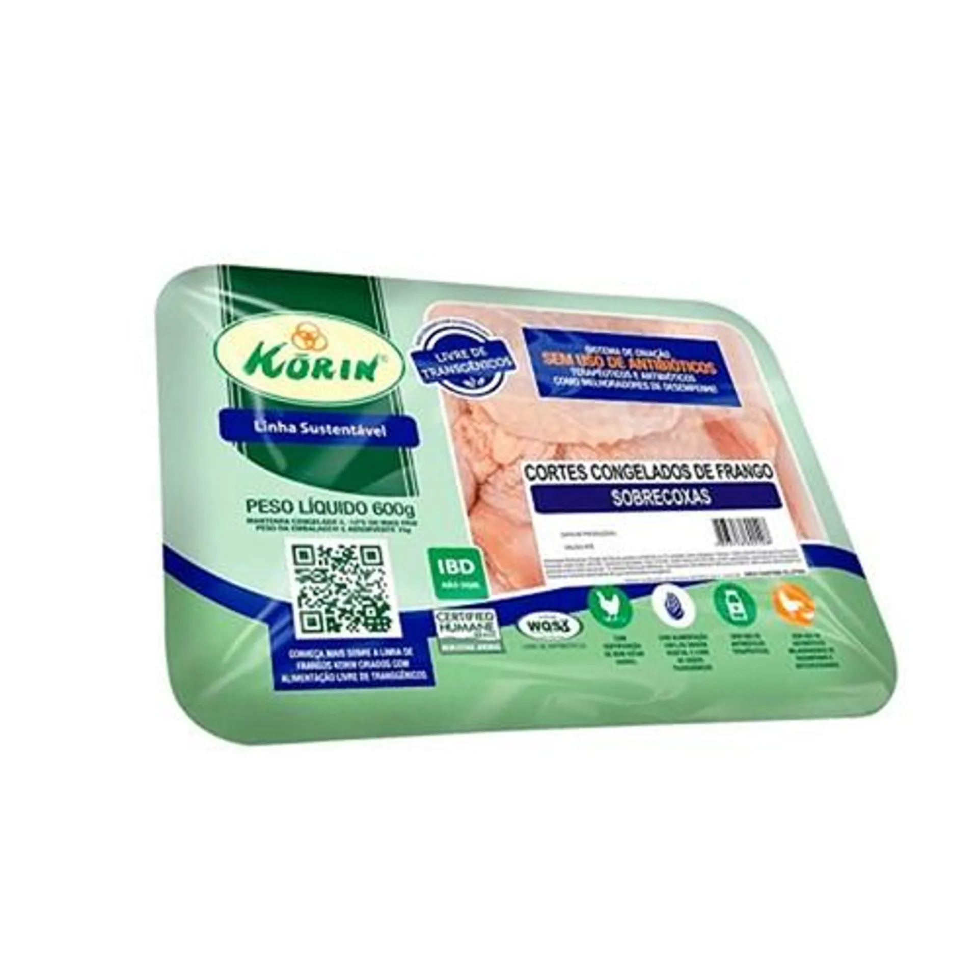 Sobrecoxa de Frango Sustentável sem Antibiótico Korin 600G