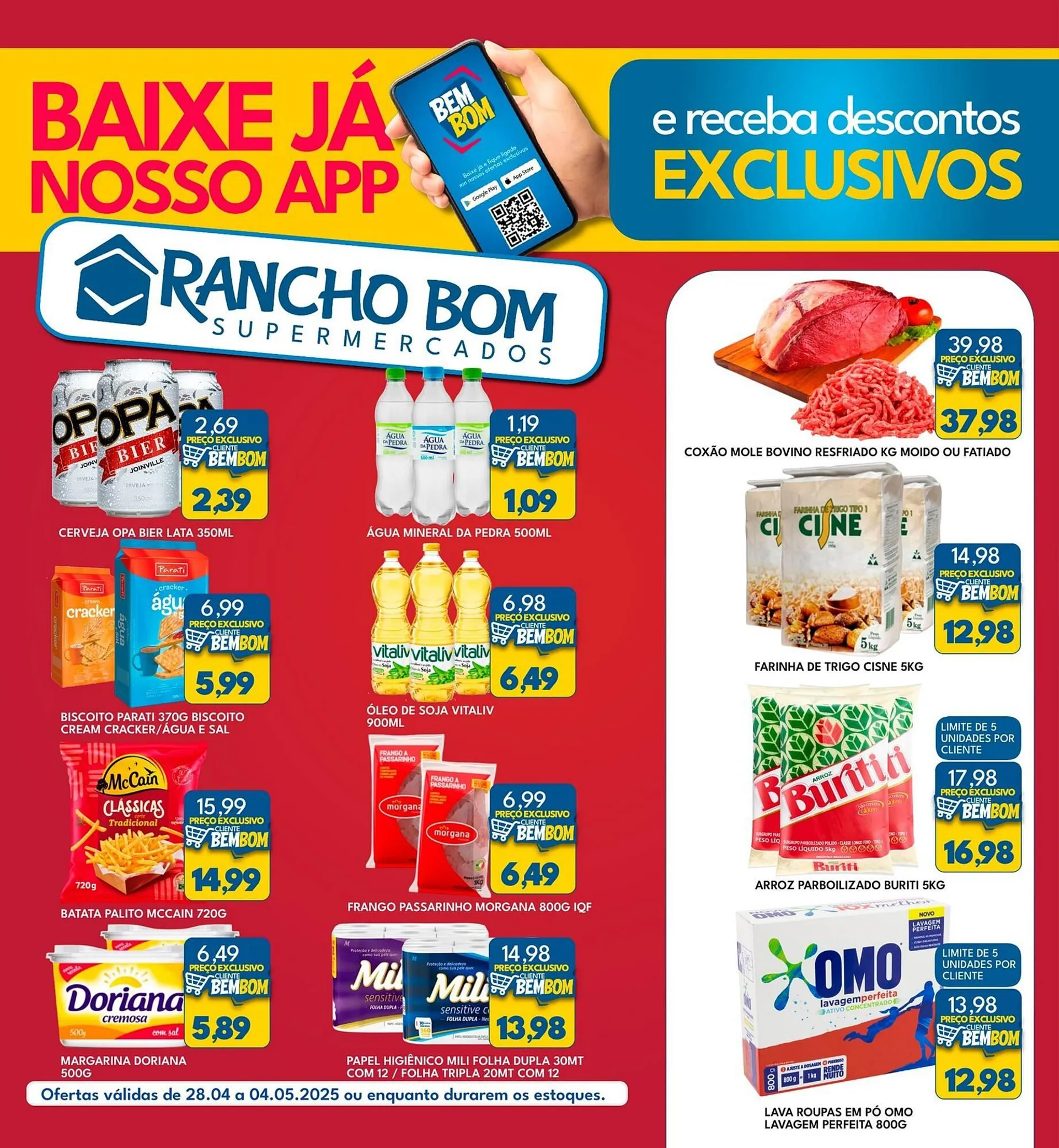 Encarte de Catálogo Rancho Bom Supermercados 28 de abril até 4 de maio 2025 - Pagina 1