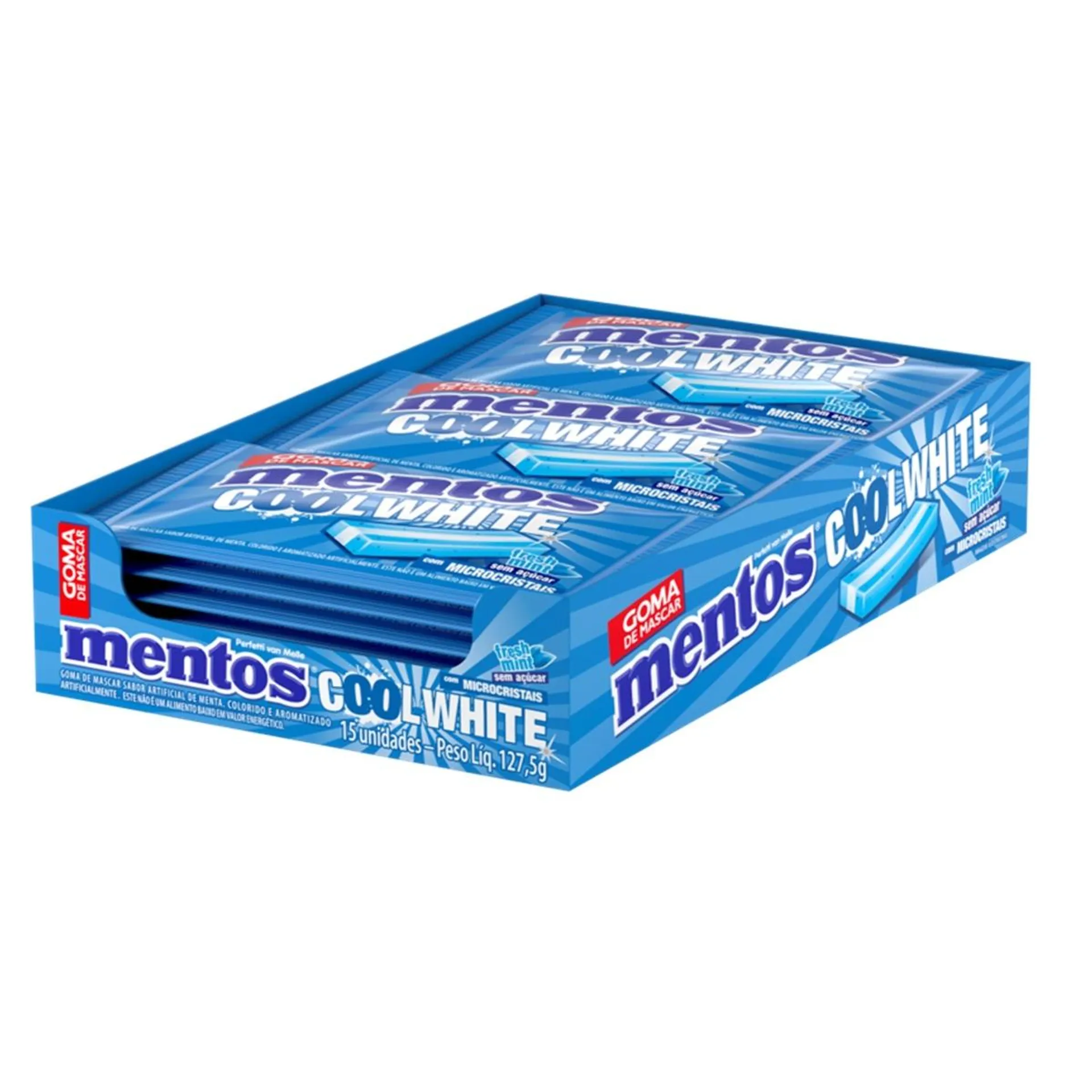 Chiclete Mentos Cool White 127,5g - 15 Unidades