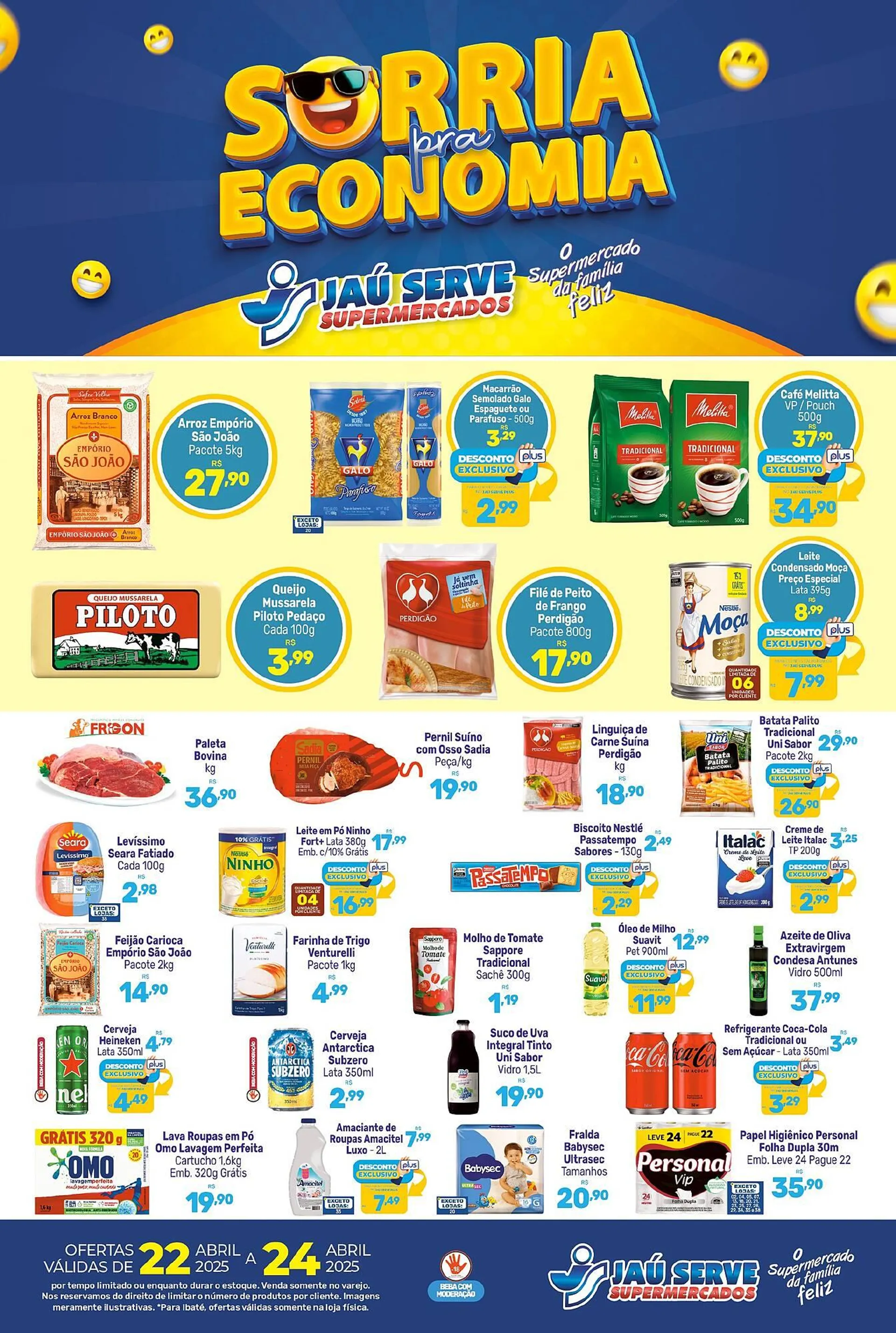 Encarte de Catálogo Supermercados Jau Serve 22 de abril até 24 de abril 2025 - Pagina 1