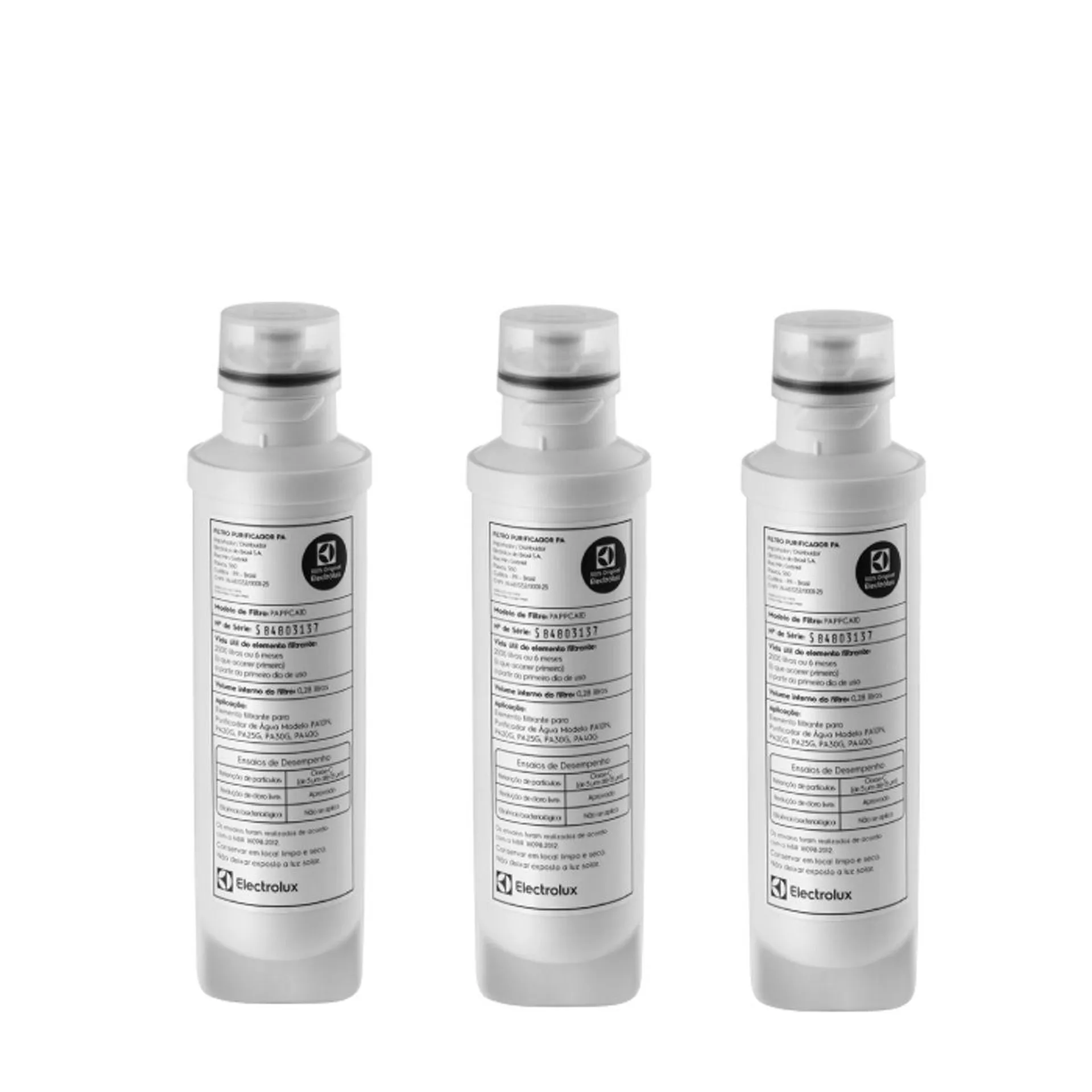 Kit Filtro/Refil Original de Água para Purificador Electrolux PA10N PA20G PA25G PA30G PA40G - 3 unidades