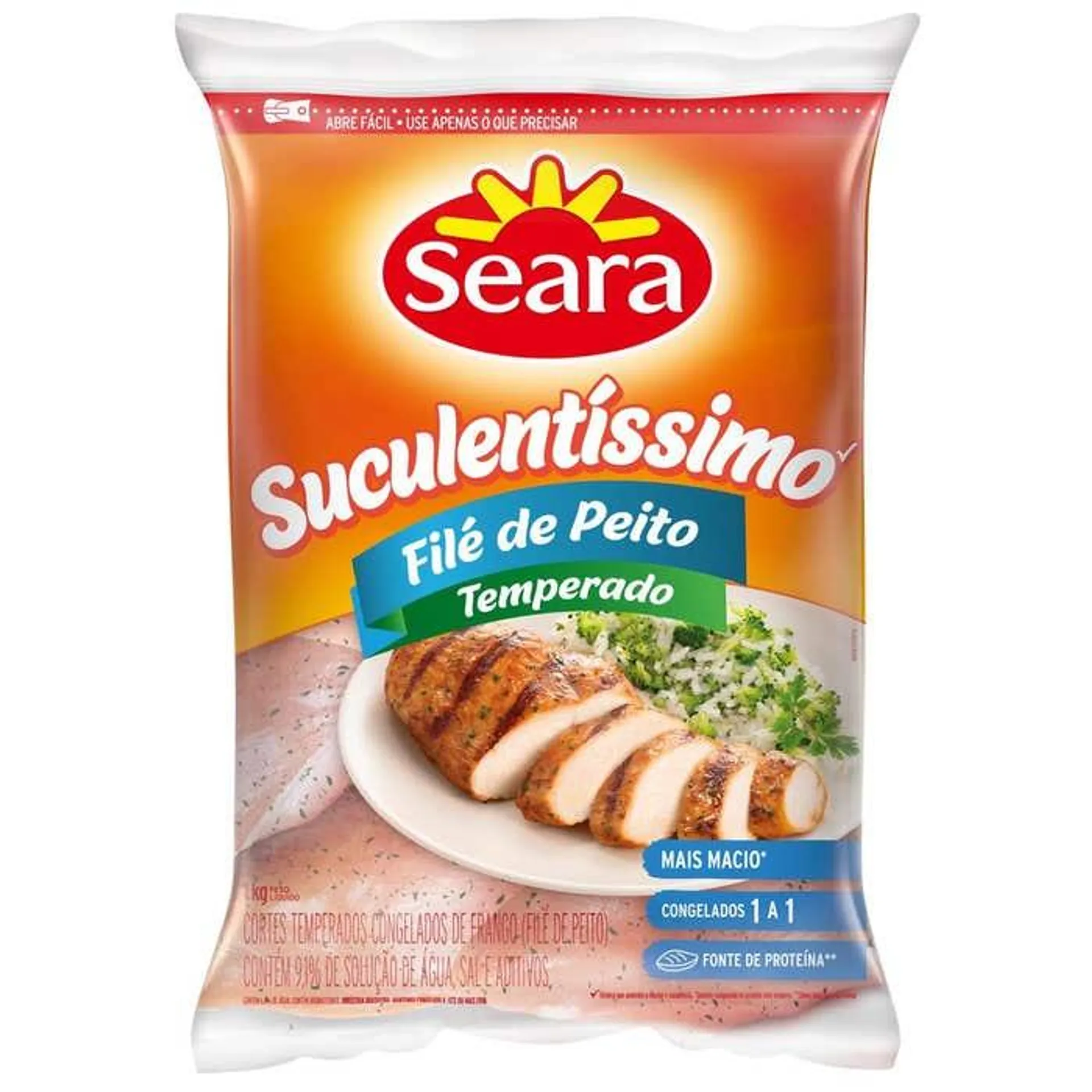 Filé De Peito De Frango Seara Temperado Congelado 1kg