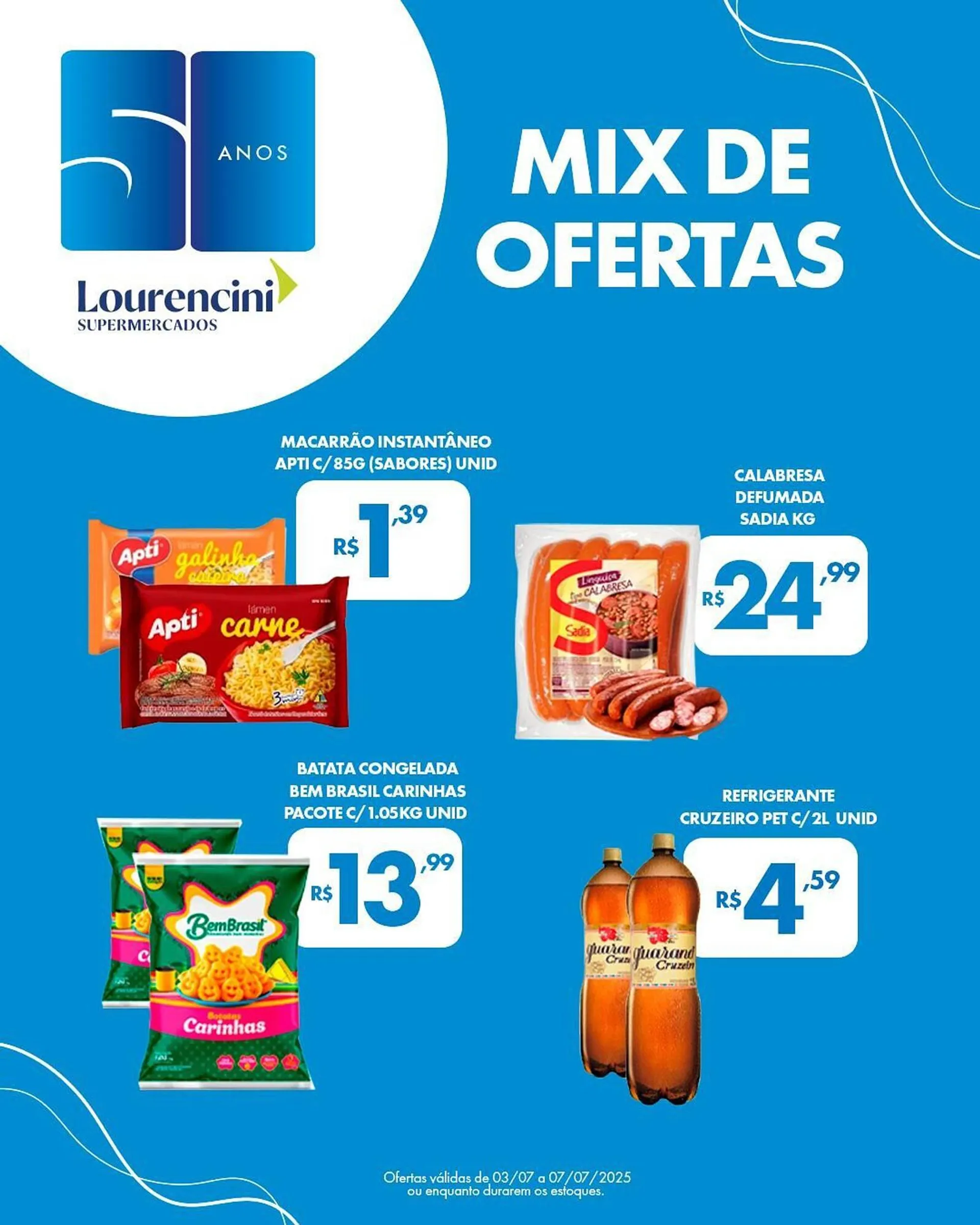 Encarte de Catálogo Lourencini Supermercados 5 de julho até 7 de julho 2025 - Pagina 1