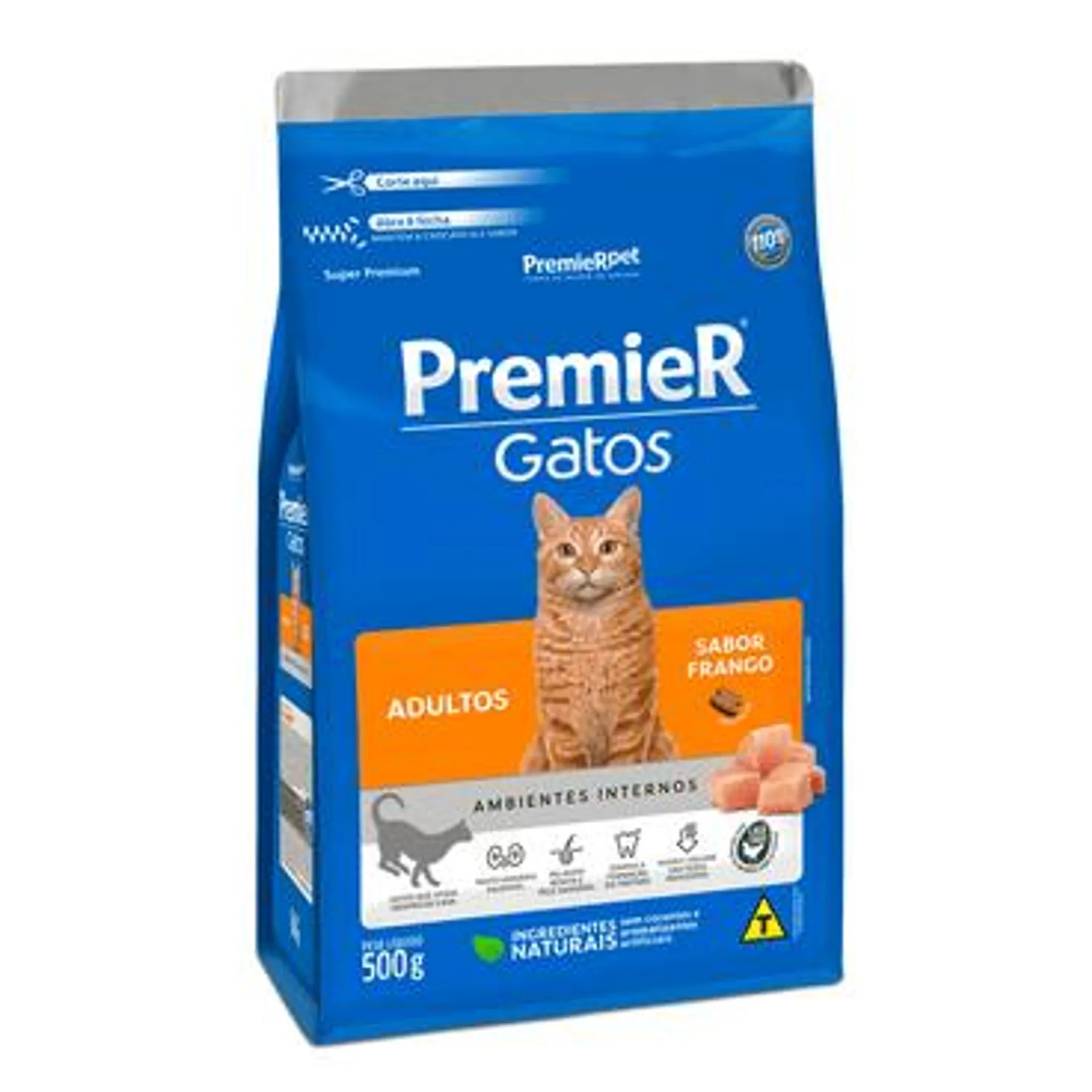 Ração Premier Ambientes Internos Gatos Adultos Frango 500 g