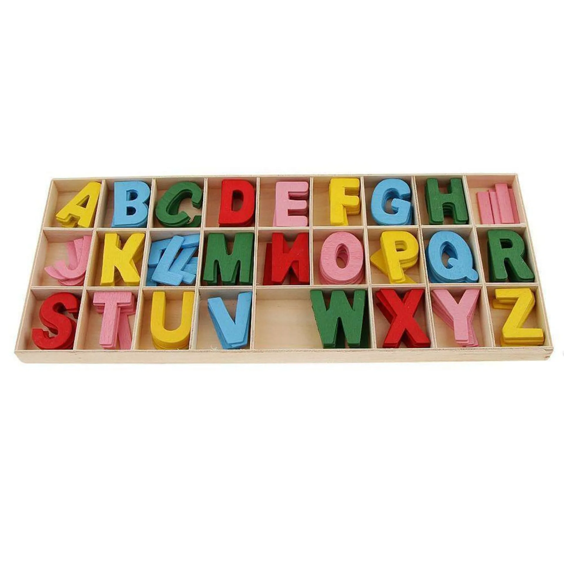 Conjunto adequado para armazenamento: 156 letras coloridas do alfabeto de madeira