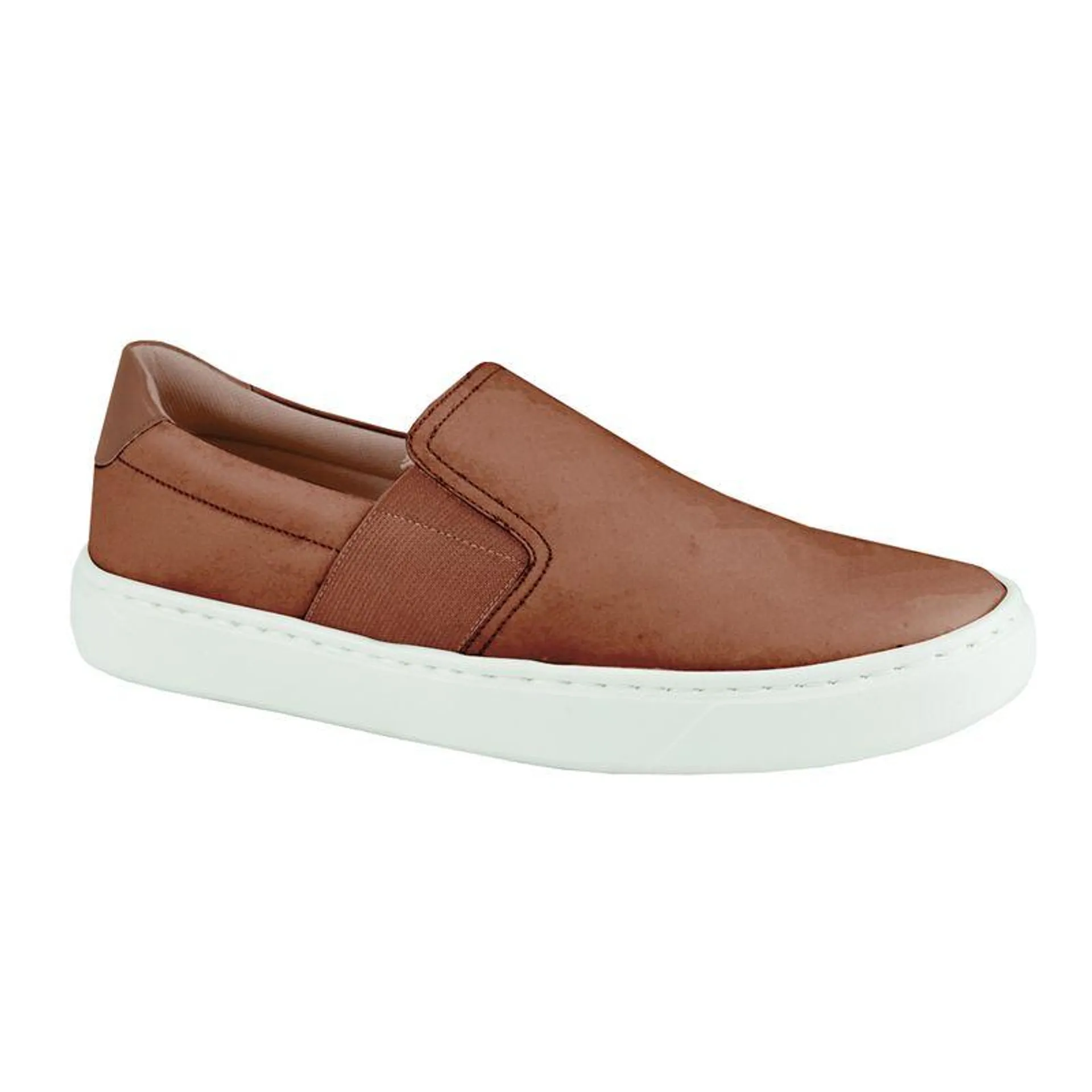 Tênis Slip On Masculino Caramelo Couro