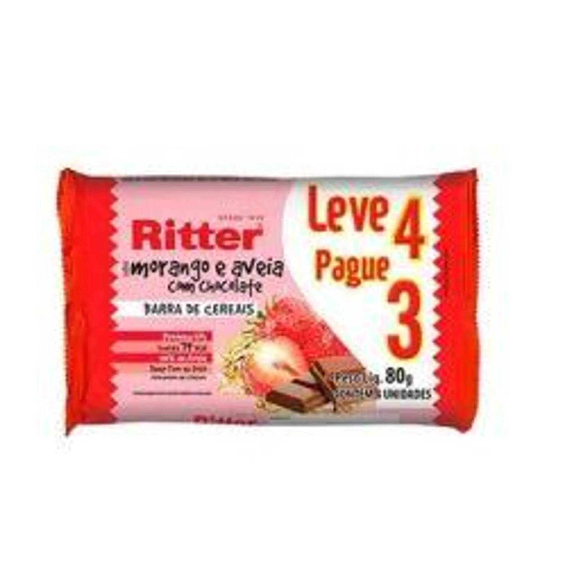 Barra Cereais Ritter Morango E Aveia Leve 4 Pague 380g