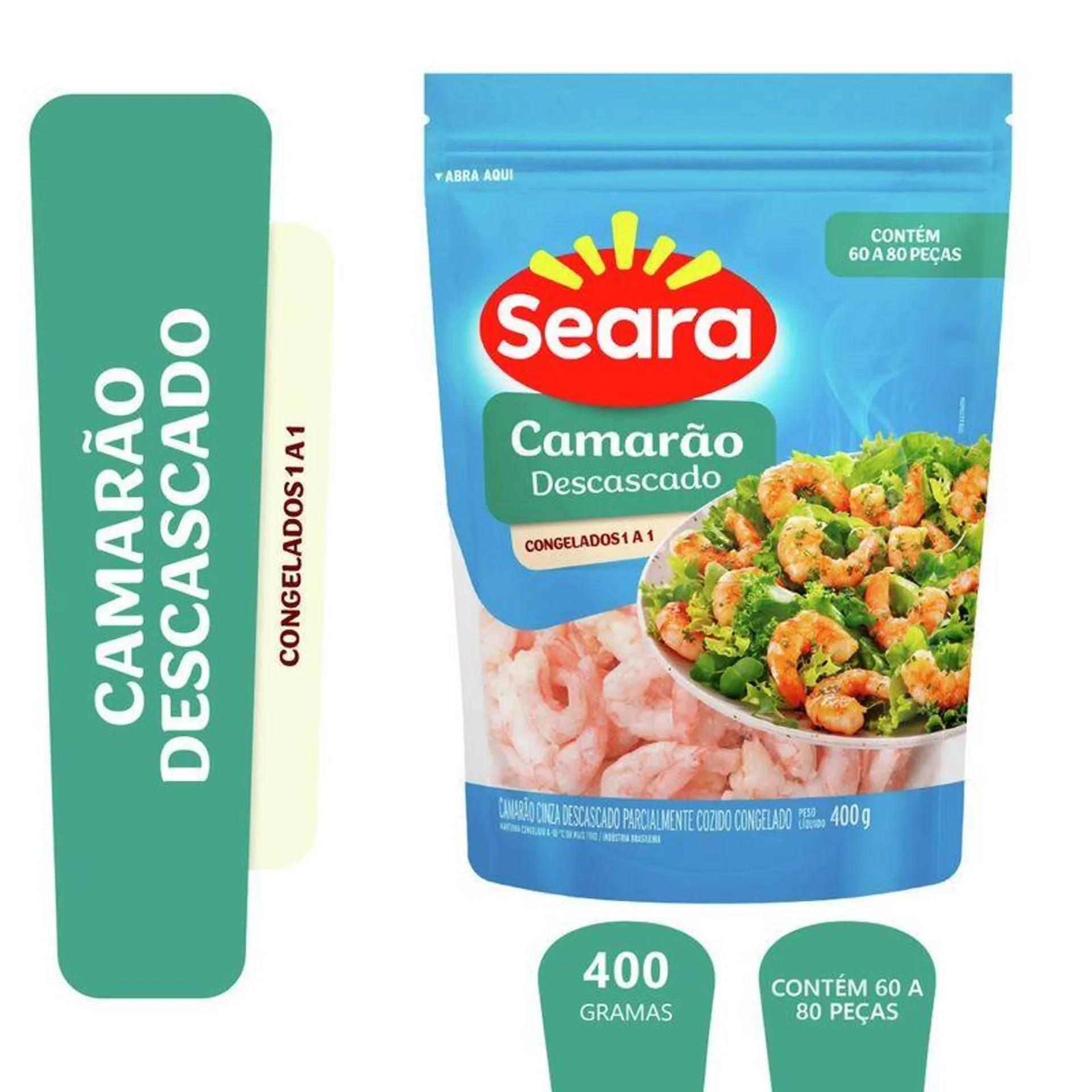 Camarão descascado 60/80 Seara Pescados 400g