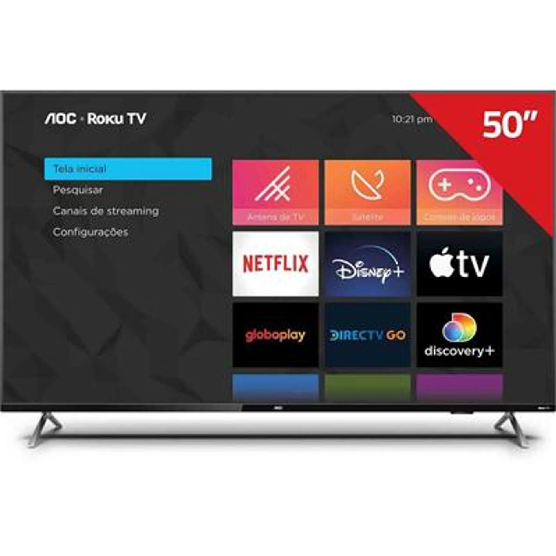 Smart TV AOC DLED 50" Roku 4K UHD HDR10+ Google Assistant Bordas Ultrafinas 50U6125/78