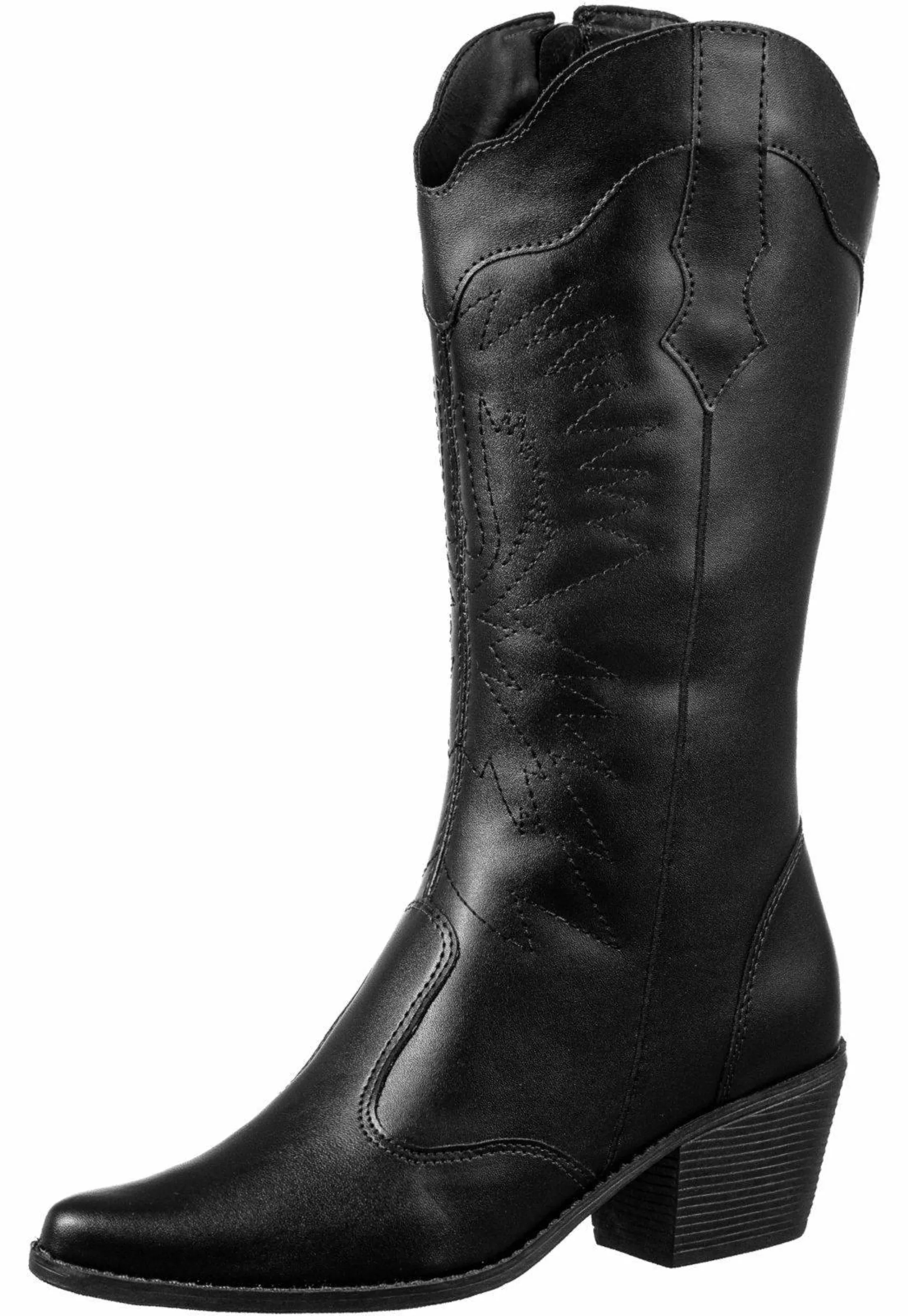 Bota Texana Country Gigil Cano Médio Bordada Preto