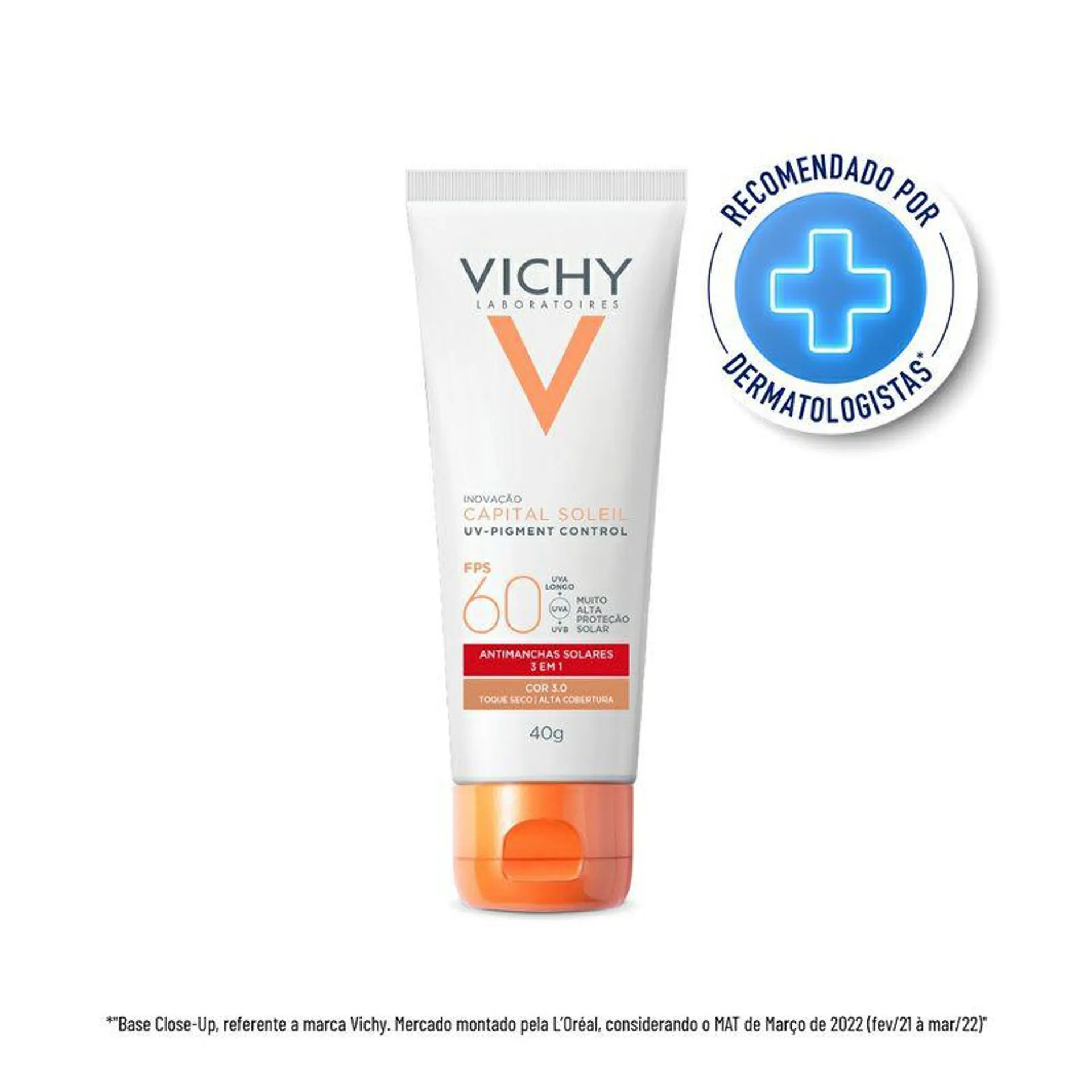Protetor Solar Facial Vichy Capital Soleil UV-Pigment Control Cor 3.0 FPS60 40g