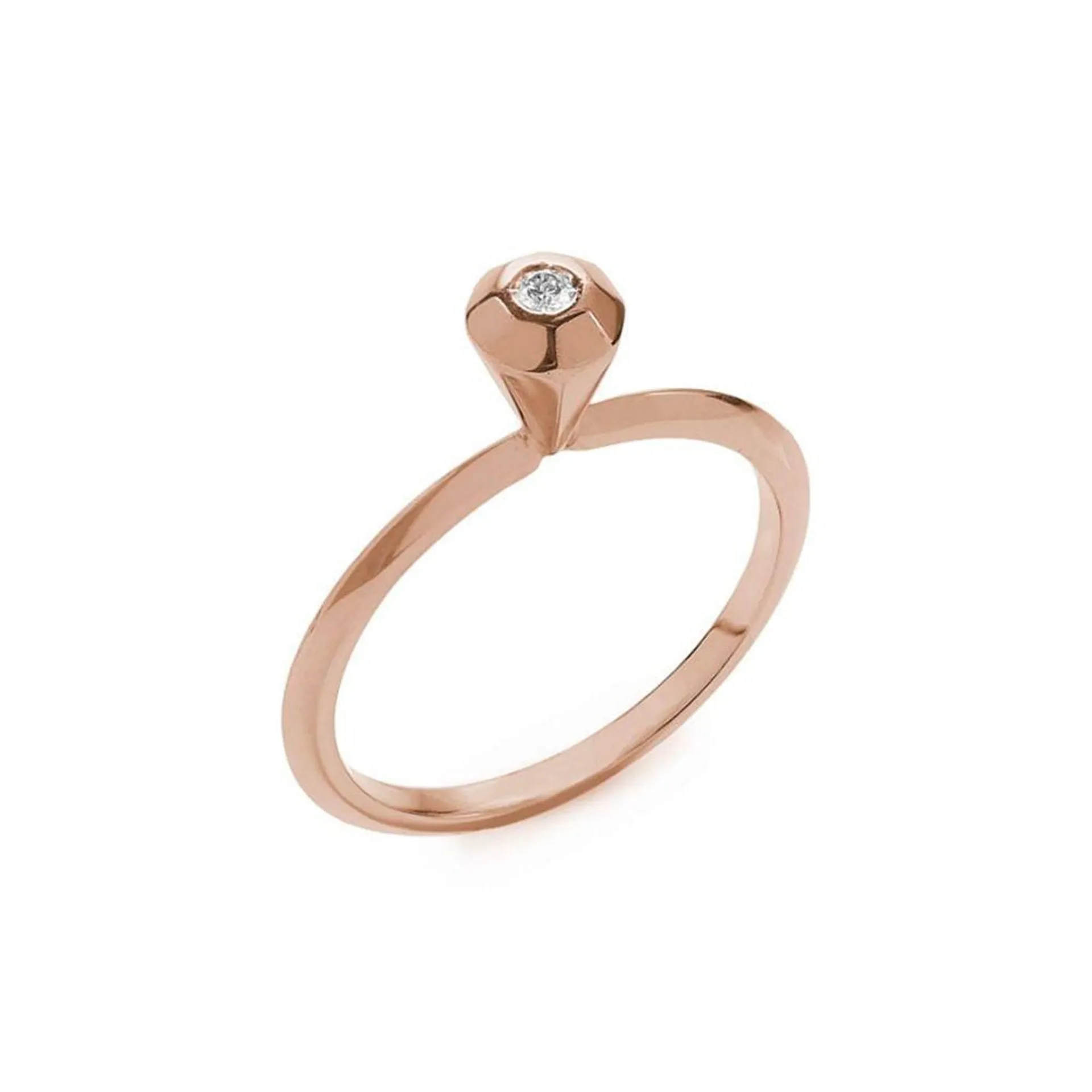 Anel First Diamond | Ouro Rosa 18K E Diamante