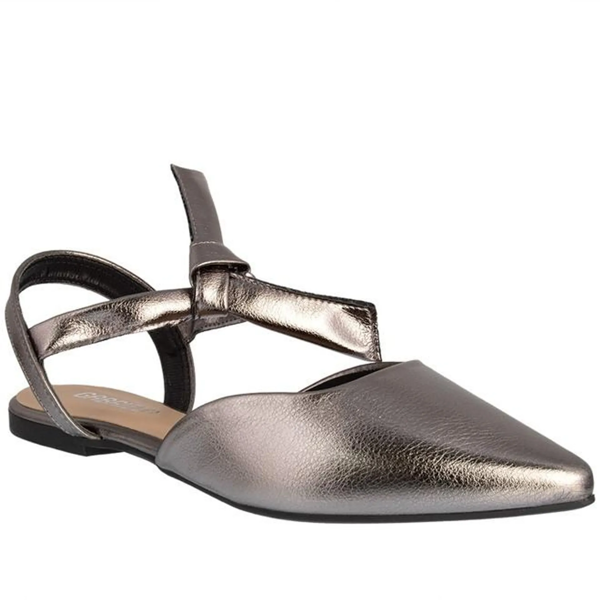 Sapatilha Slingback Gabriela Amarração Metalizada Grafite