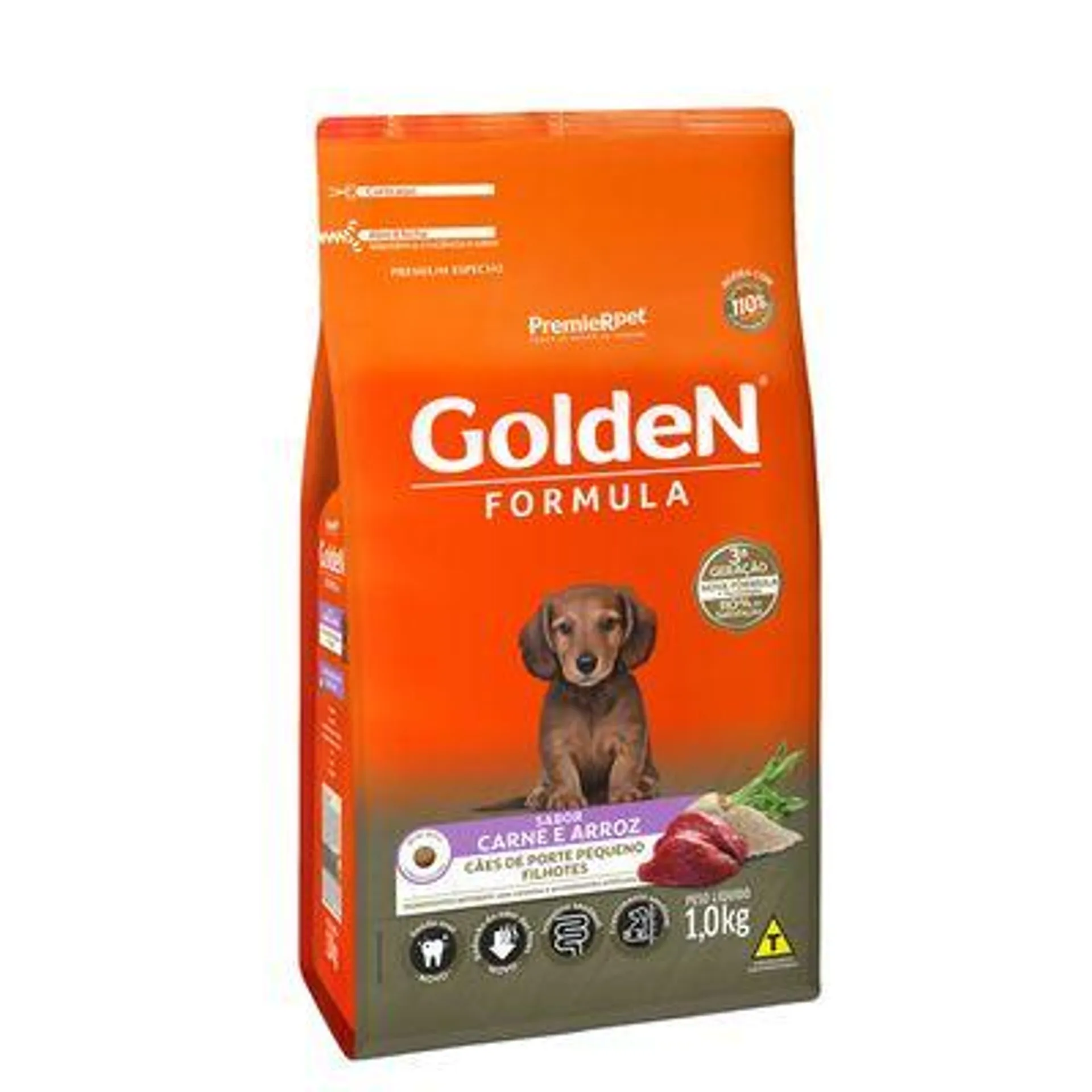 Ração Golden Formula Cães Filhotes Raças Pequenas Carne e Arroz 1 kg