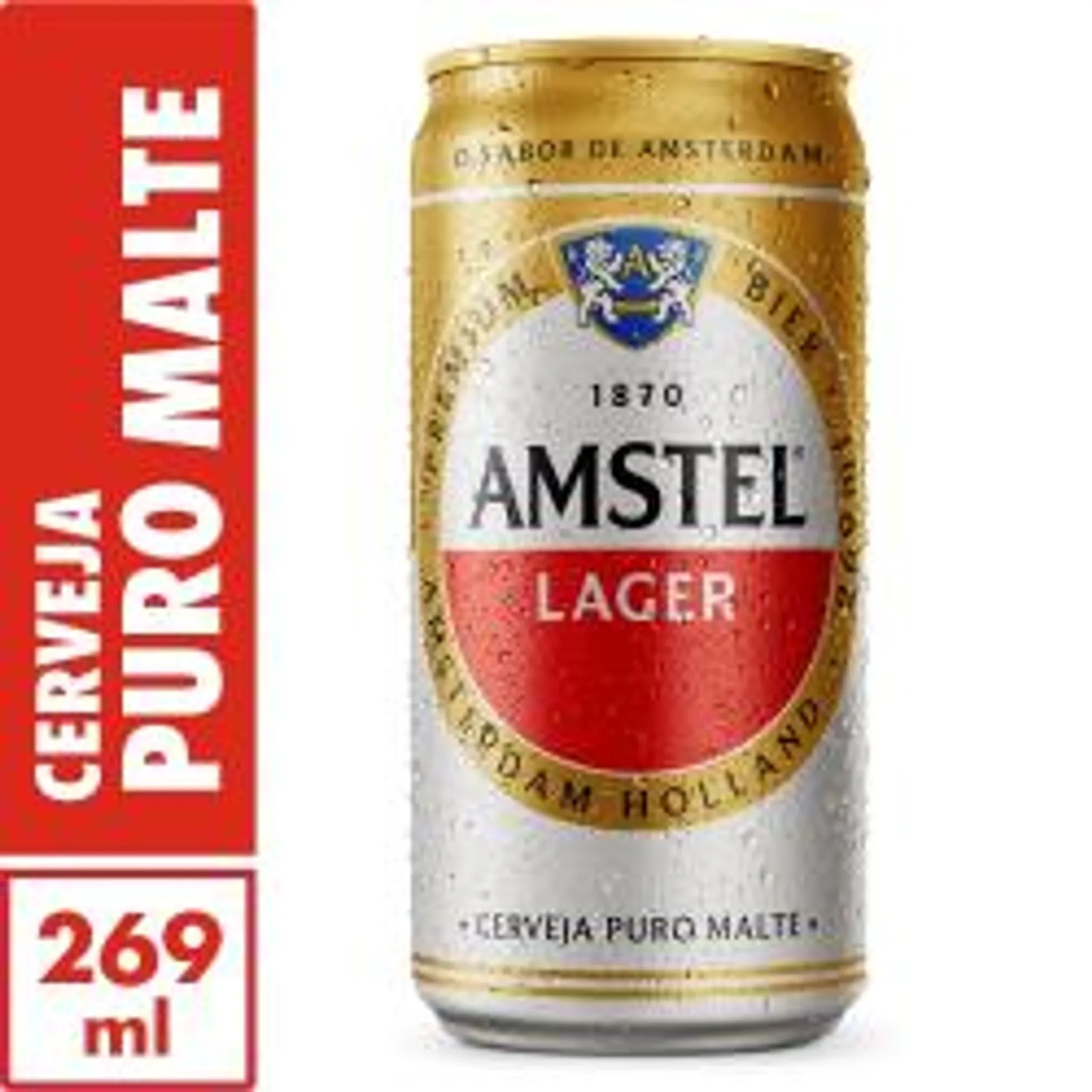 Cerveja Lager Puro Malte Amstel Lata 269ml