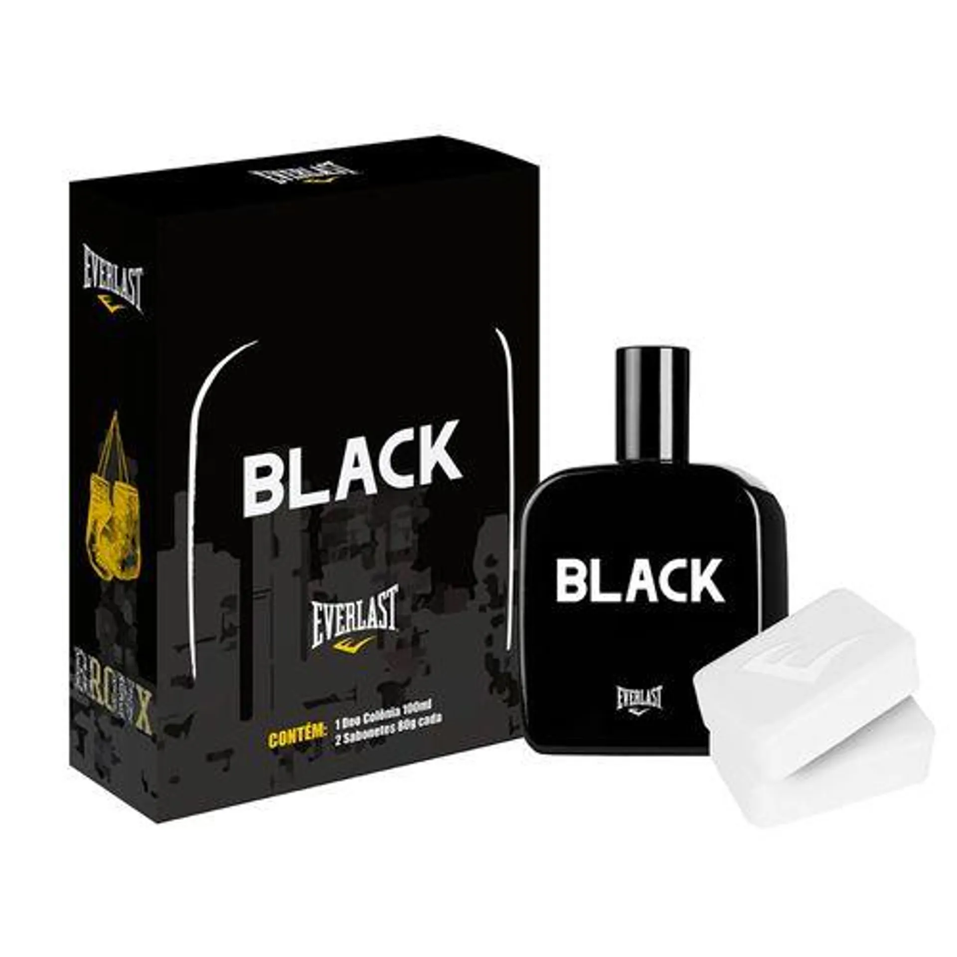 Kit Masculino Everlast Black (1 Colônia 100ml + 2 Sabonetes 80 g)