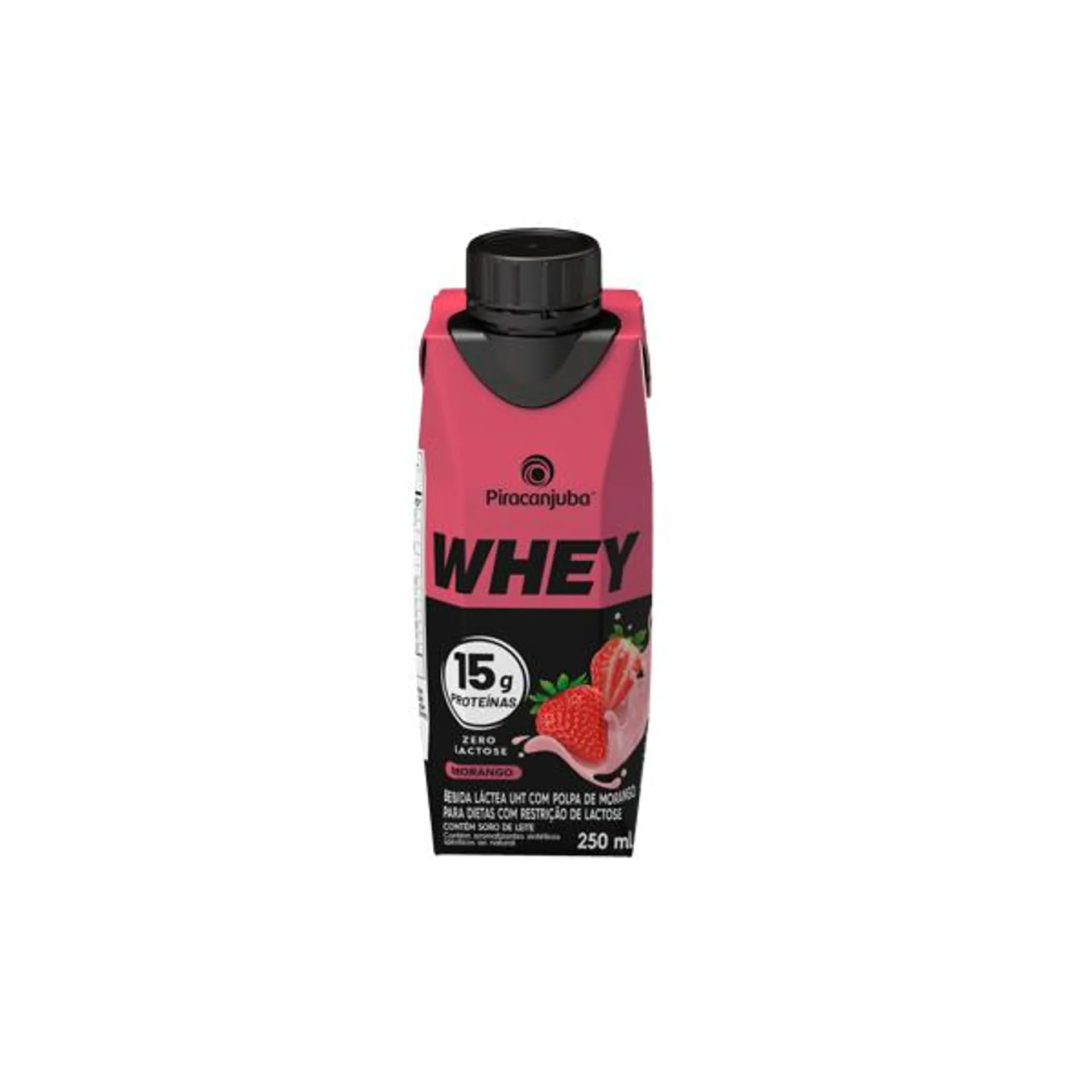 Bebida Láctea Piracanjuba de Morango Zero Lactose Whey 250ml