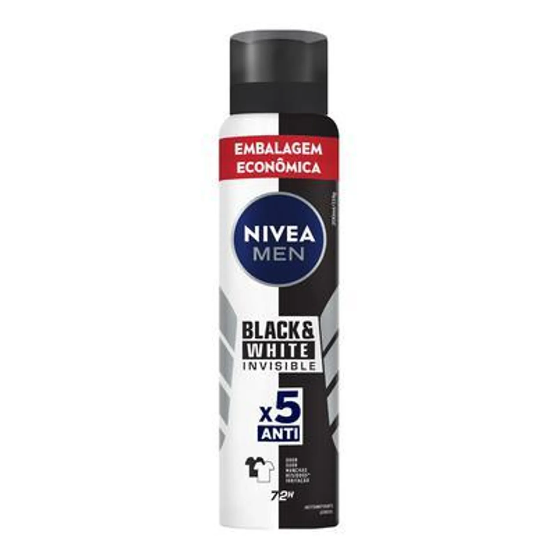 Desodorante Aerosol Nivea Black & White Invisible Masculino Embalagem Econômica 200ml