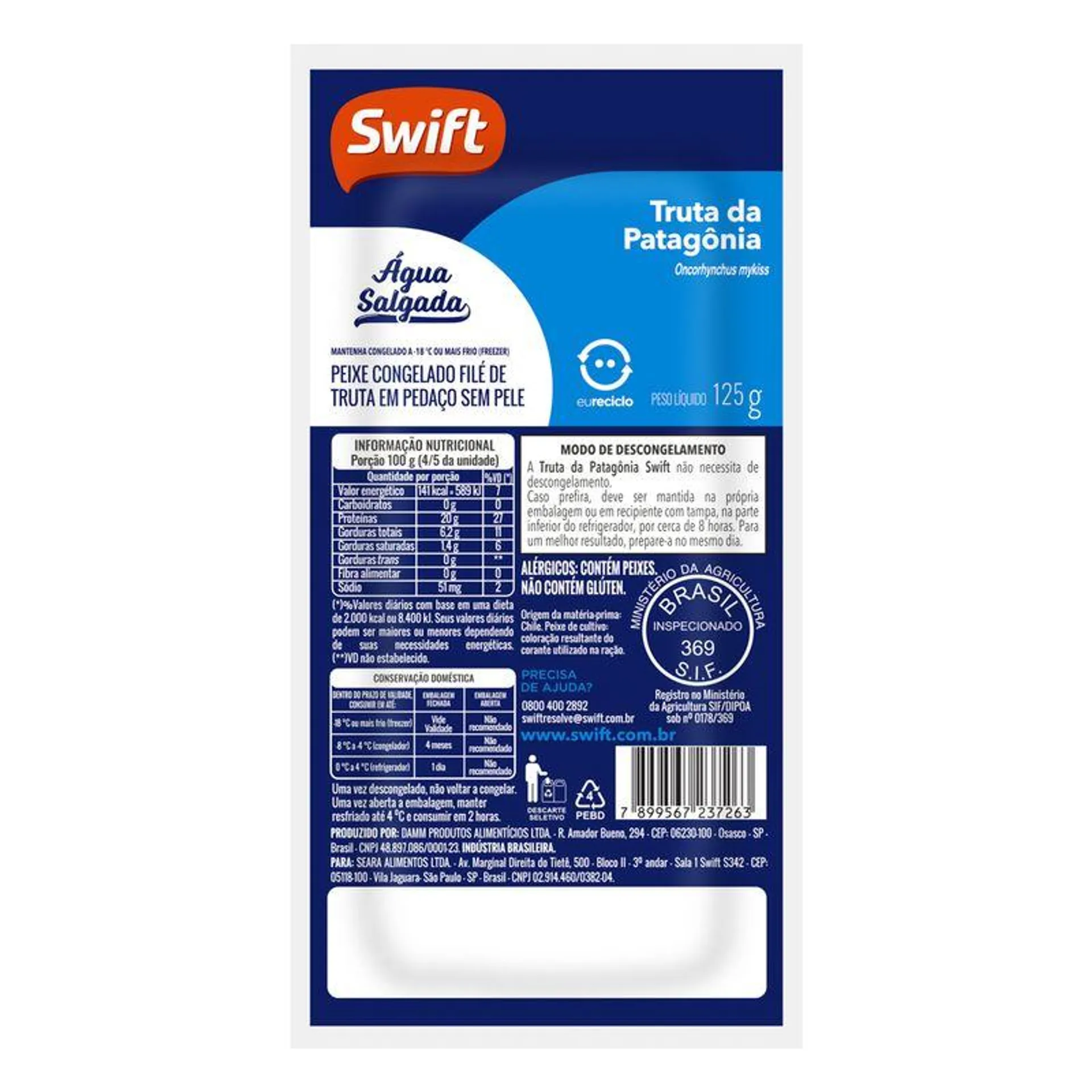 Peixe Filé Truta Patagônia Swift 125g