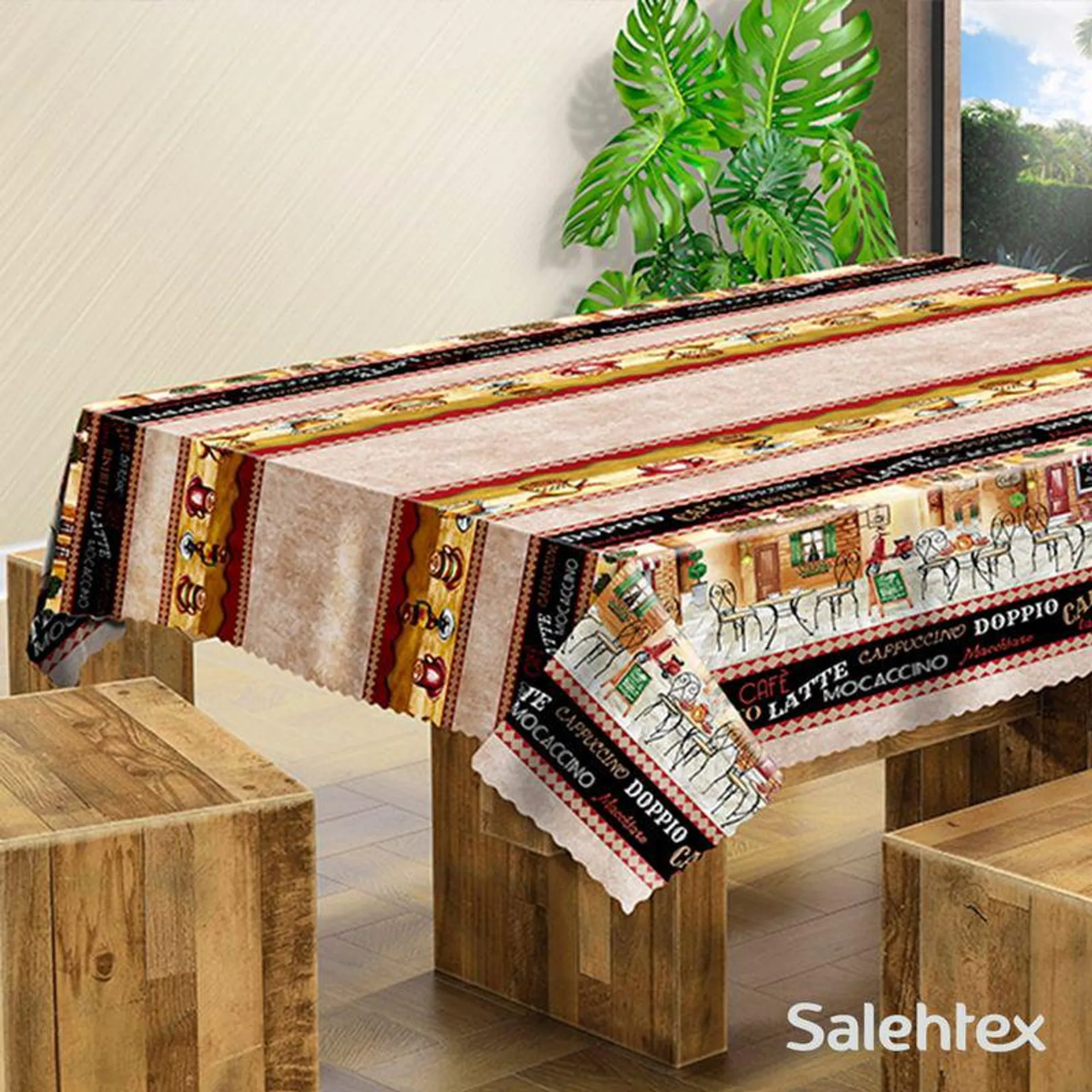 Toalha Mesa Pvc Térmica Retangular Cappuccino 138x220cm - Salehtex