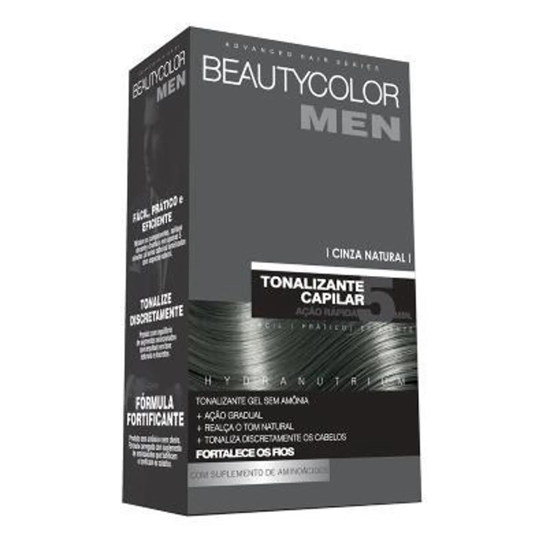 Tonalizante Gel Sem Amônia BeautyColor Men Cinza Natural