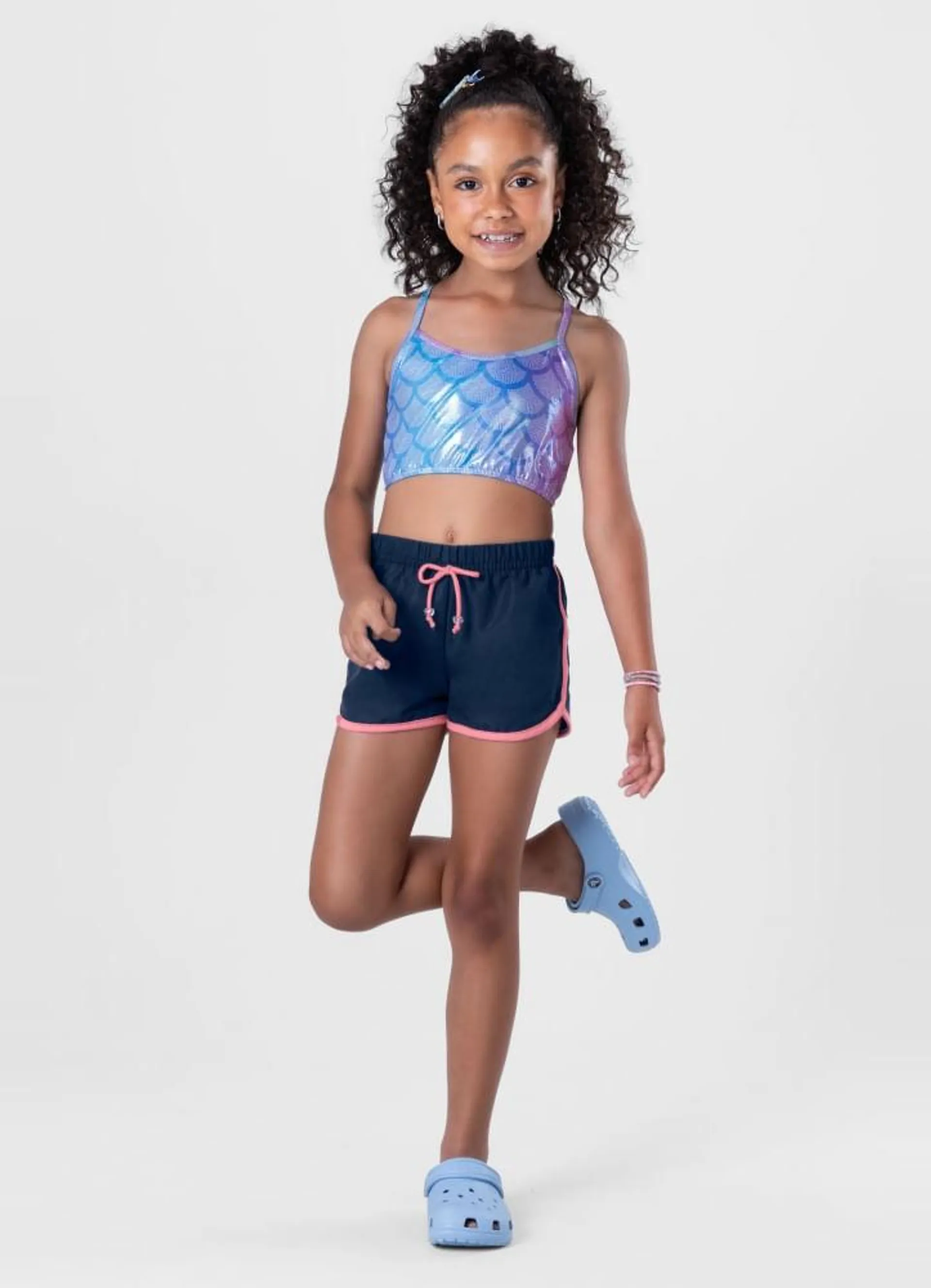 Shorts Infantil Menina Em Microfibra Brandili