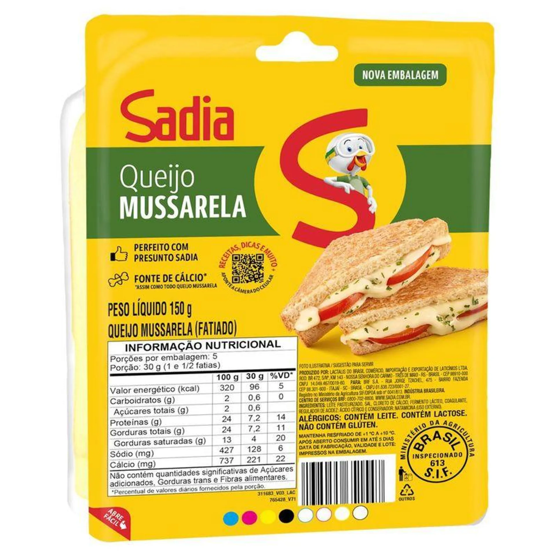 Queijo mussarela fatiado 150g Sadia