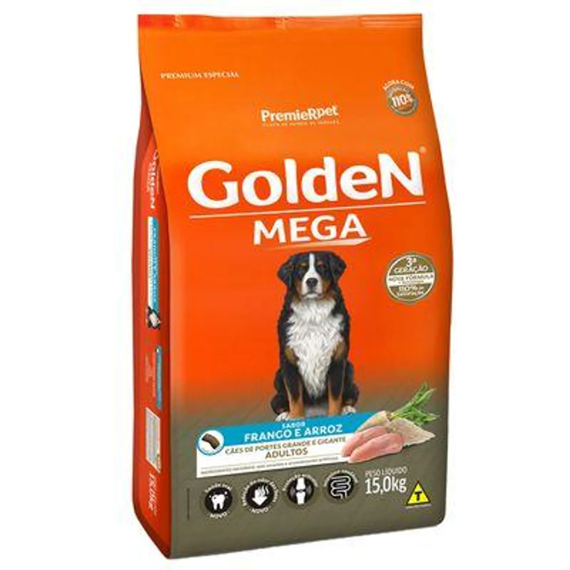 Ração Golden Mega para Cães Adultos Raças Grandes Frango e Arroz 15 kg