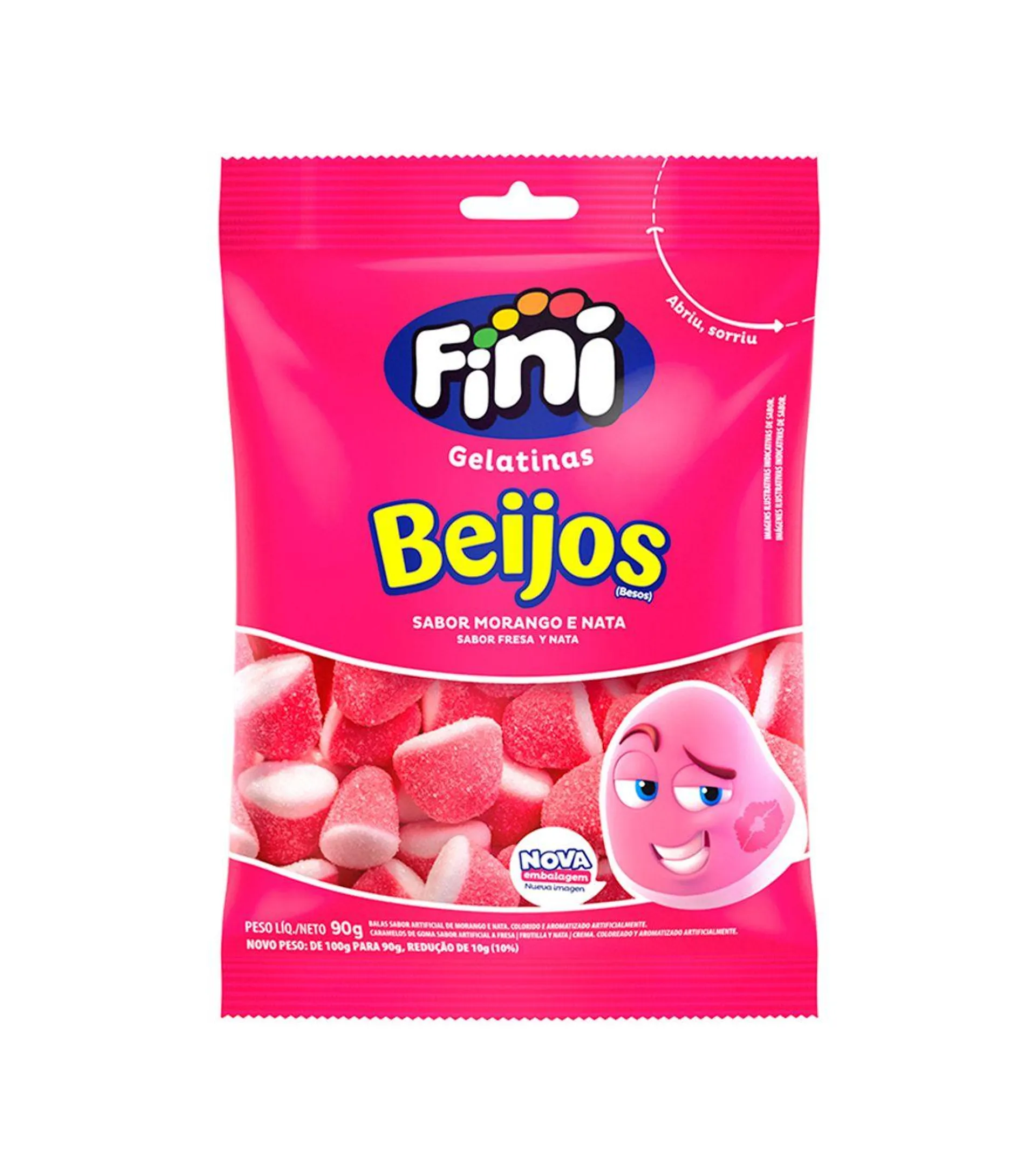 Fini Gelatina 90gr Beijos De Morango