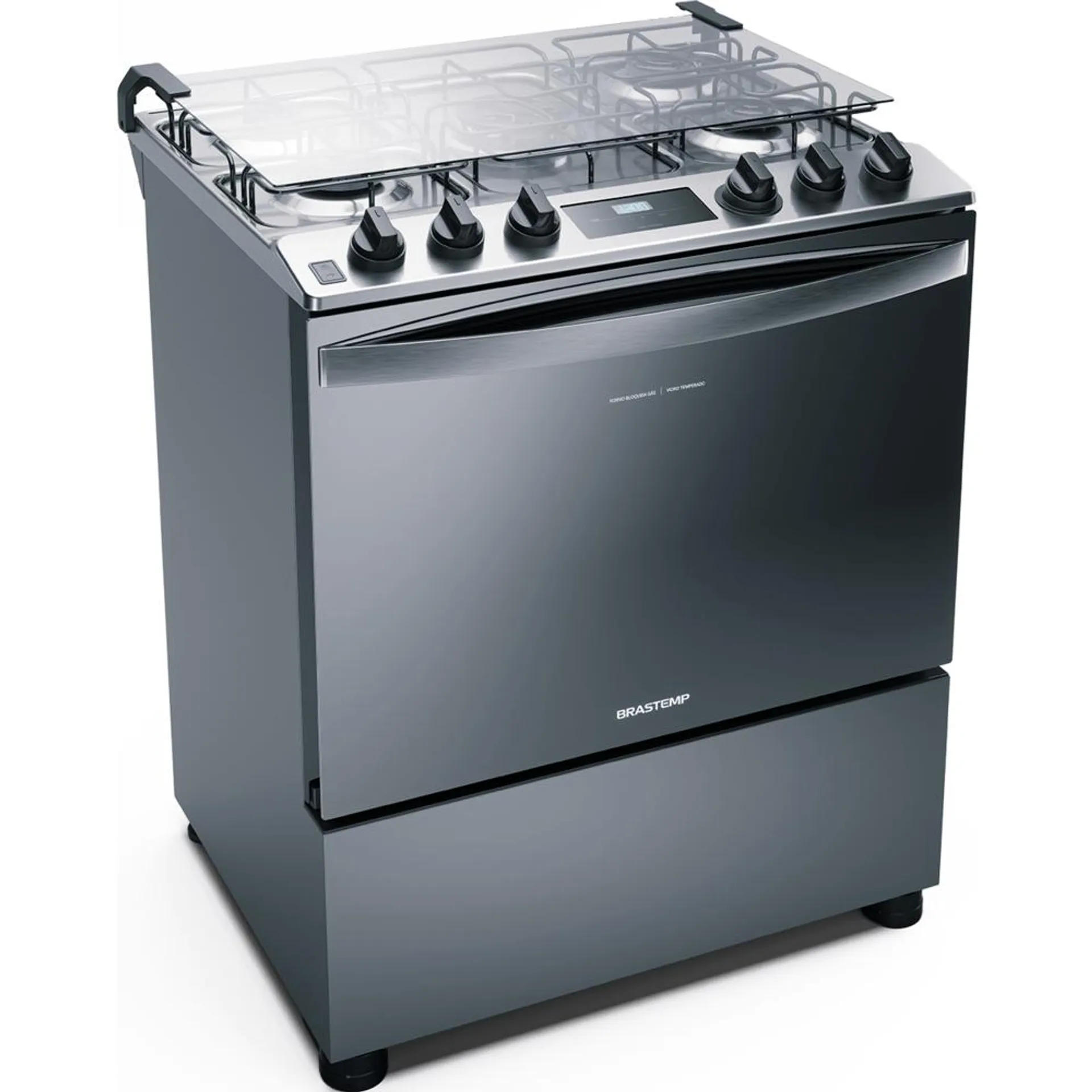 Fogão de Piso Brastemp, 5 Bocas, Turbo Chama, Touch Time, Acendimento Automático, Inox - BFS5PCR Bivolt