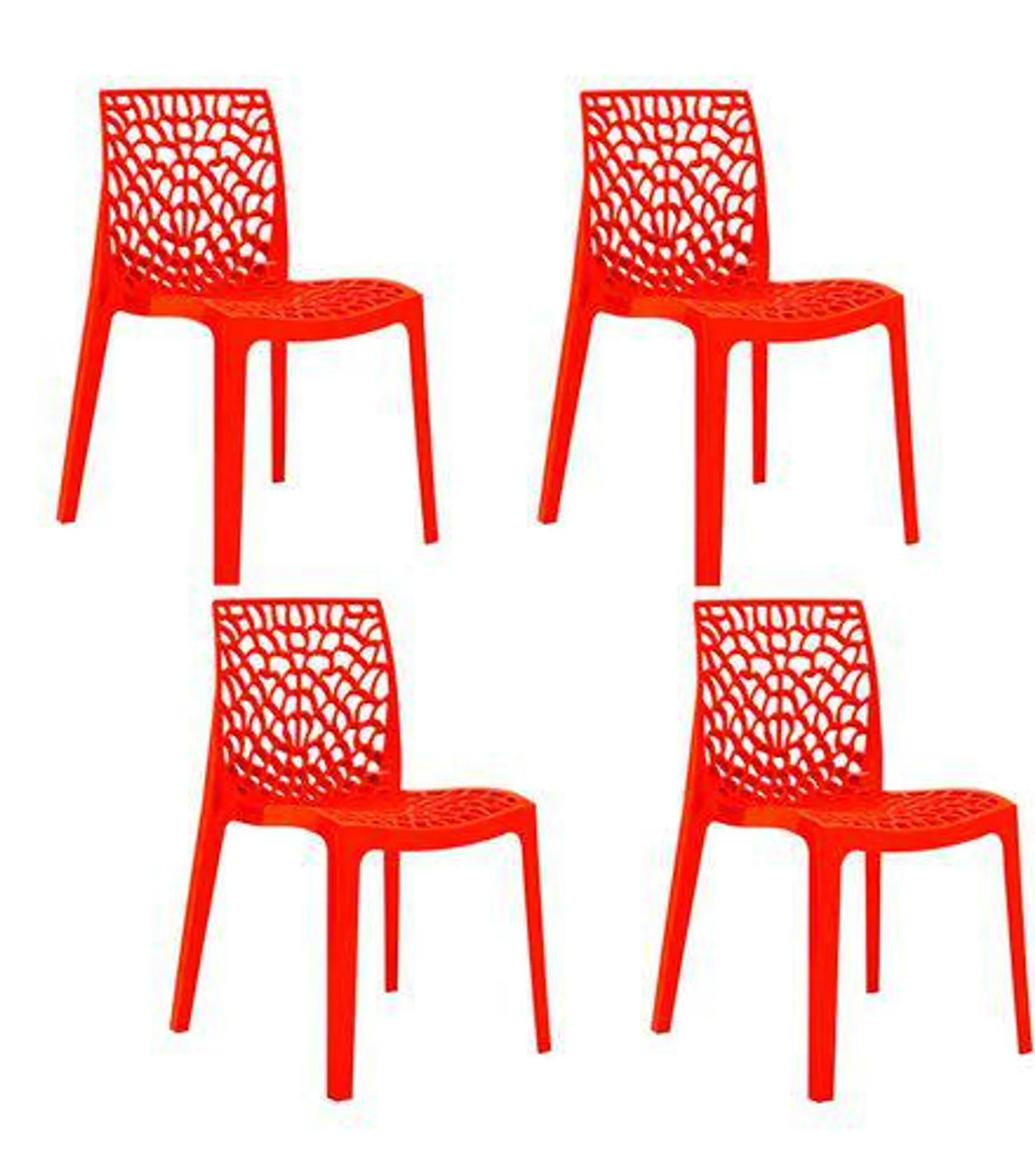 Conjunto 4 Cadeiras Coral Gruvyer Vermelho New Plastic