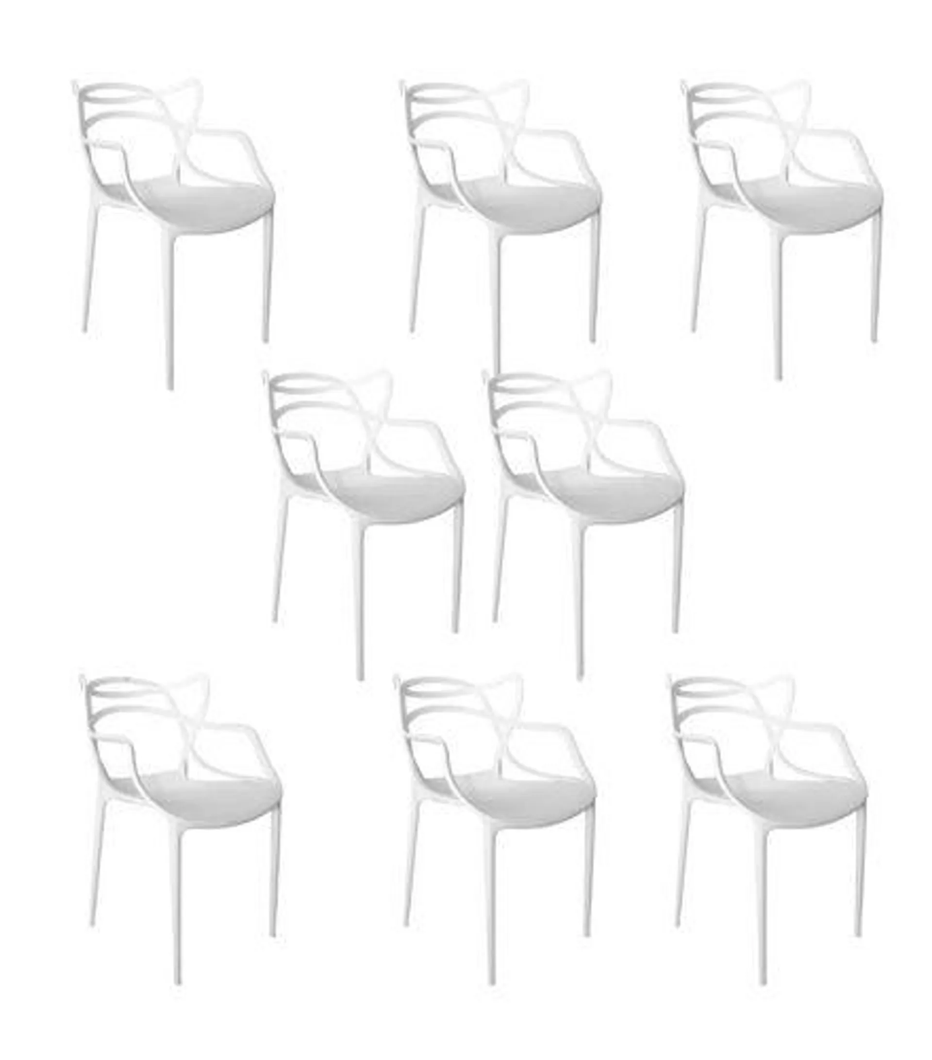 Conjunto com 8 Cadeiras Allegra Branco New Plastic
