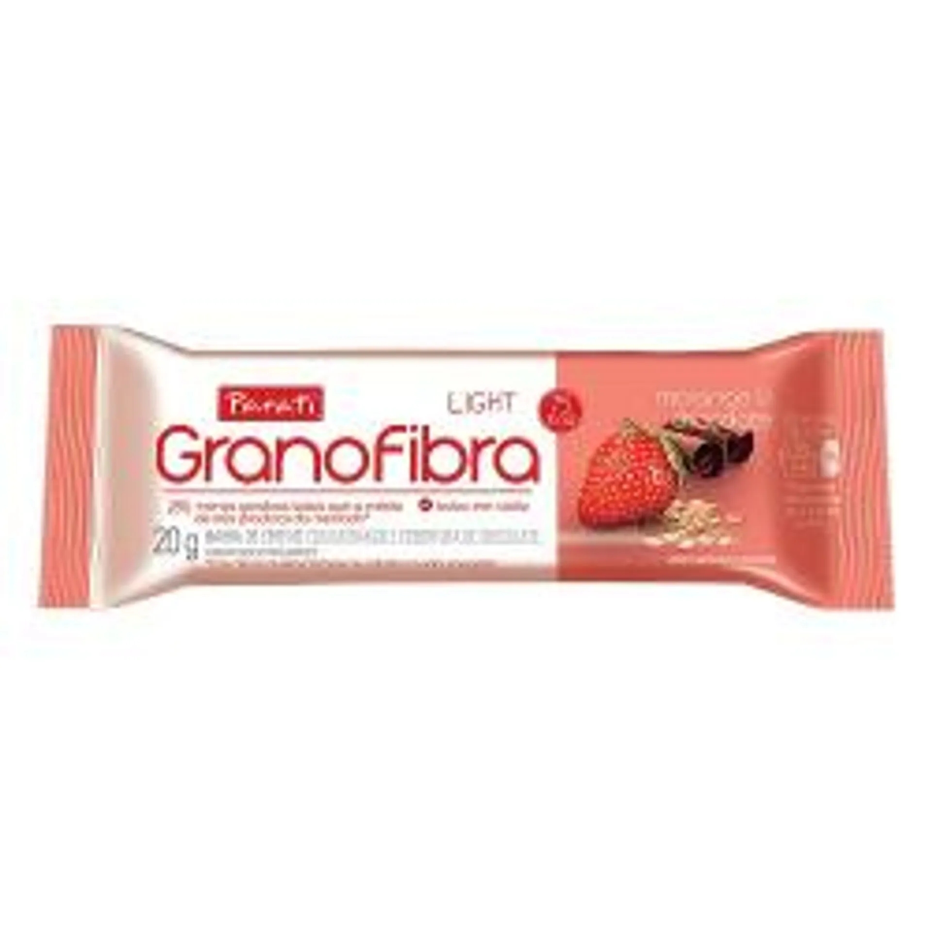 Barra De Cereal Com Morango E Cobertura De Chocolate Light Granofibra Pacote 20g