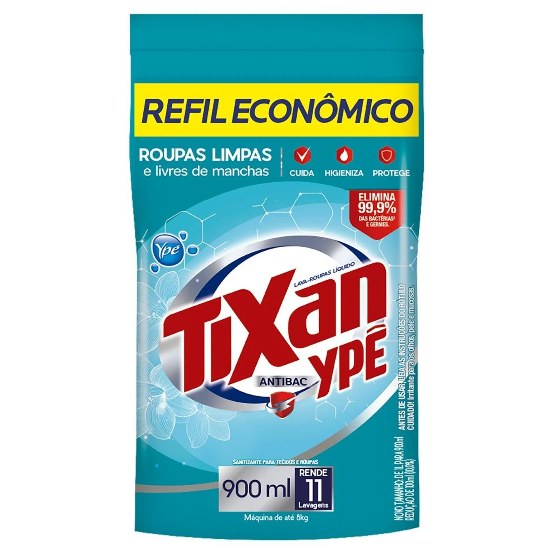 Lava-Roupas Líquido Tixan Ypê Antibac Pouch Refil Econômico 900ml