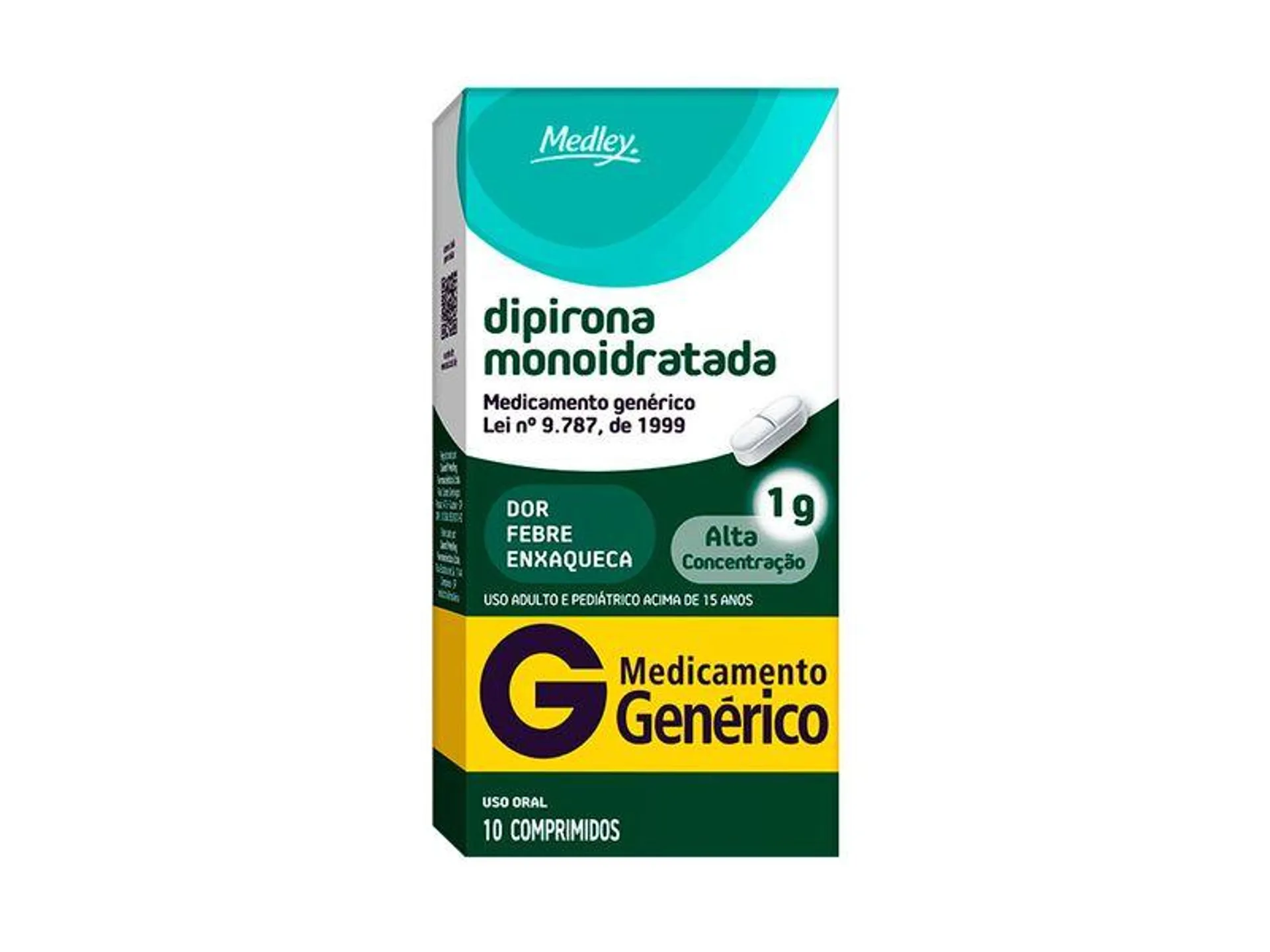 Dipirona Monoidratada 1g Medley 10 Comprimidos