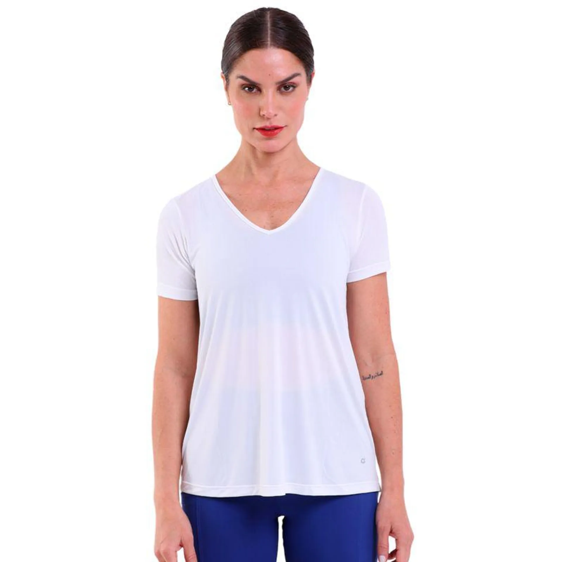 Camiseta Feminina Decote V Speed Branco