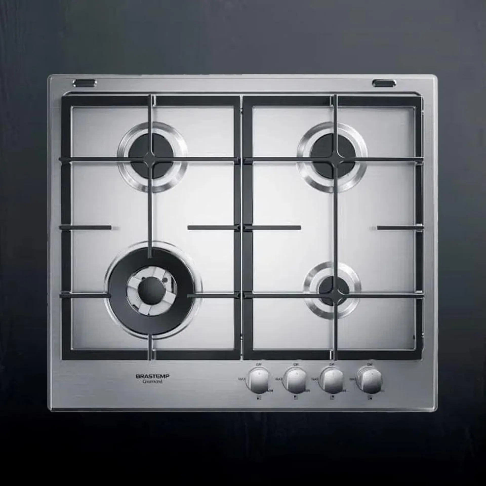 Cooktop 4 bocas Brastemp Gourmand Inox com duplachama e trempe com ferro fundido - BDK60DR