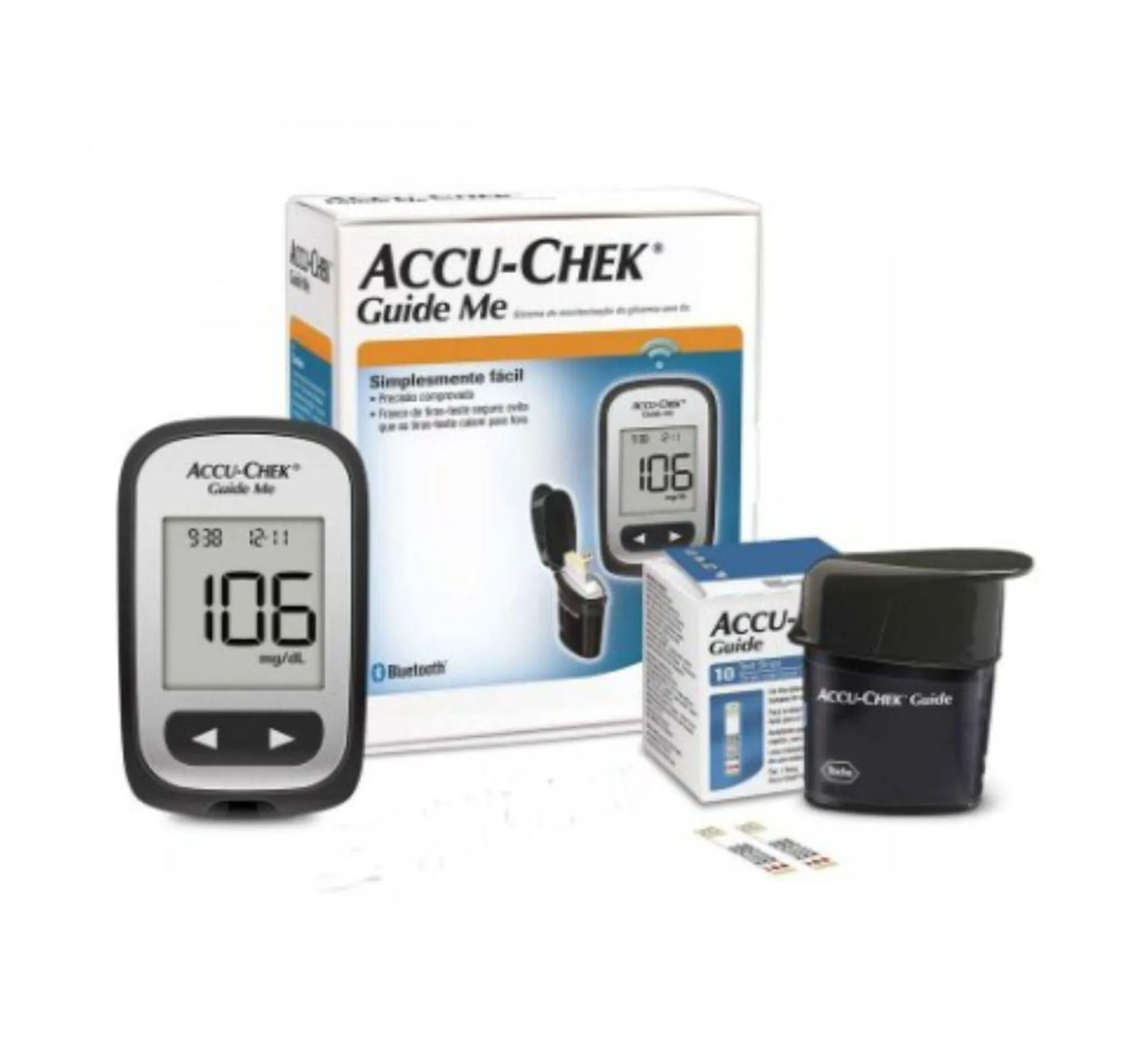 Kit para Controle de Glicemia Accu Chek Guide Me com 1 Monitor + 10 Tiras