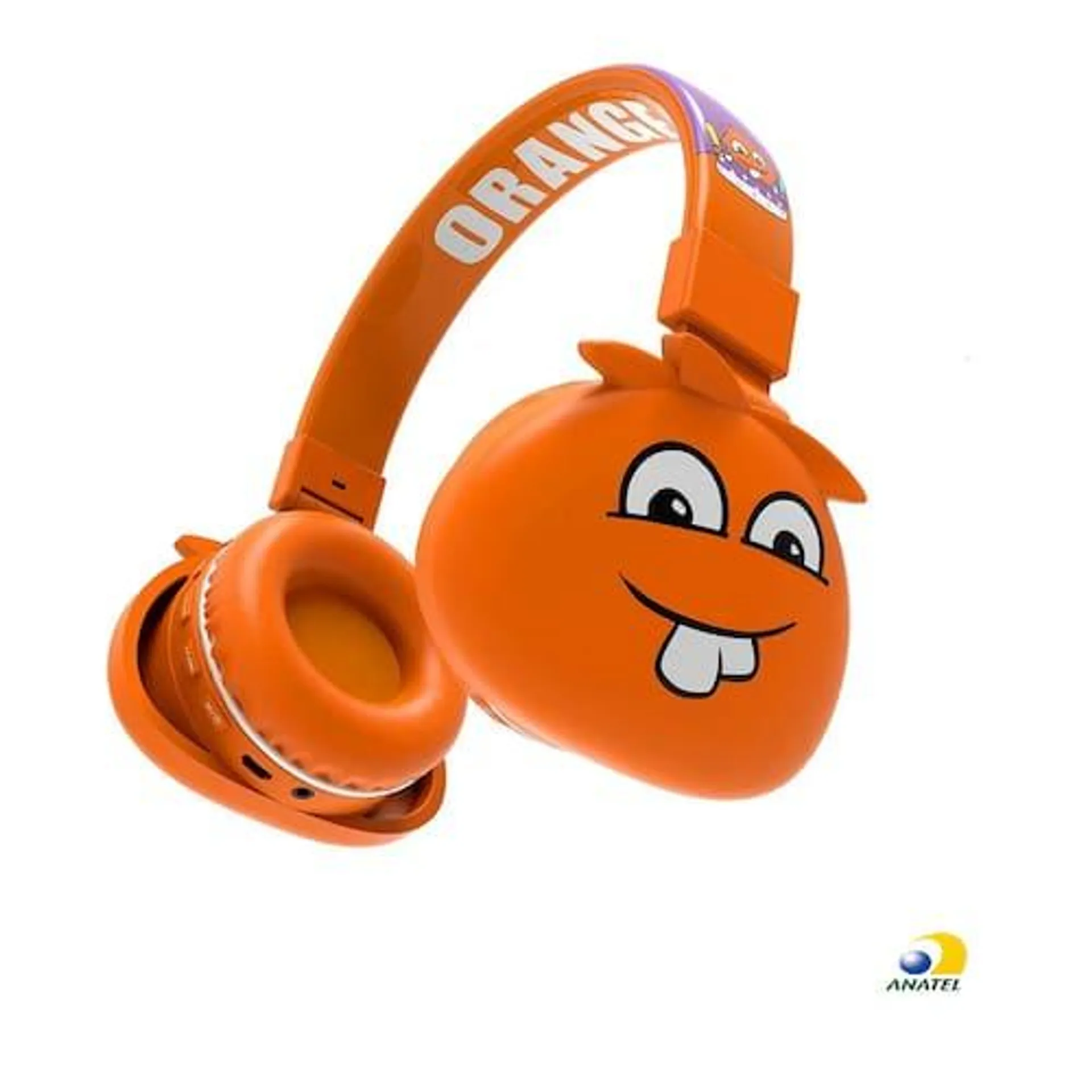 Headset Fone Infantil Bluetooth Monsters Cartoon Sem Fio para Crianças - Laranja