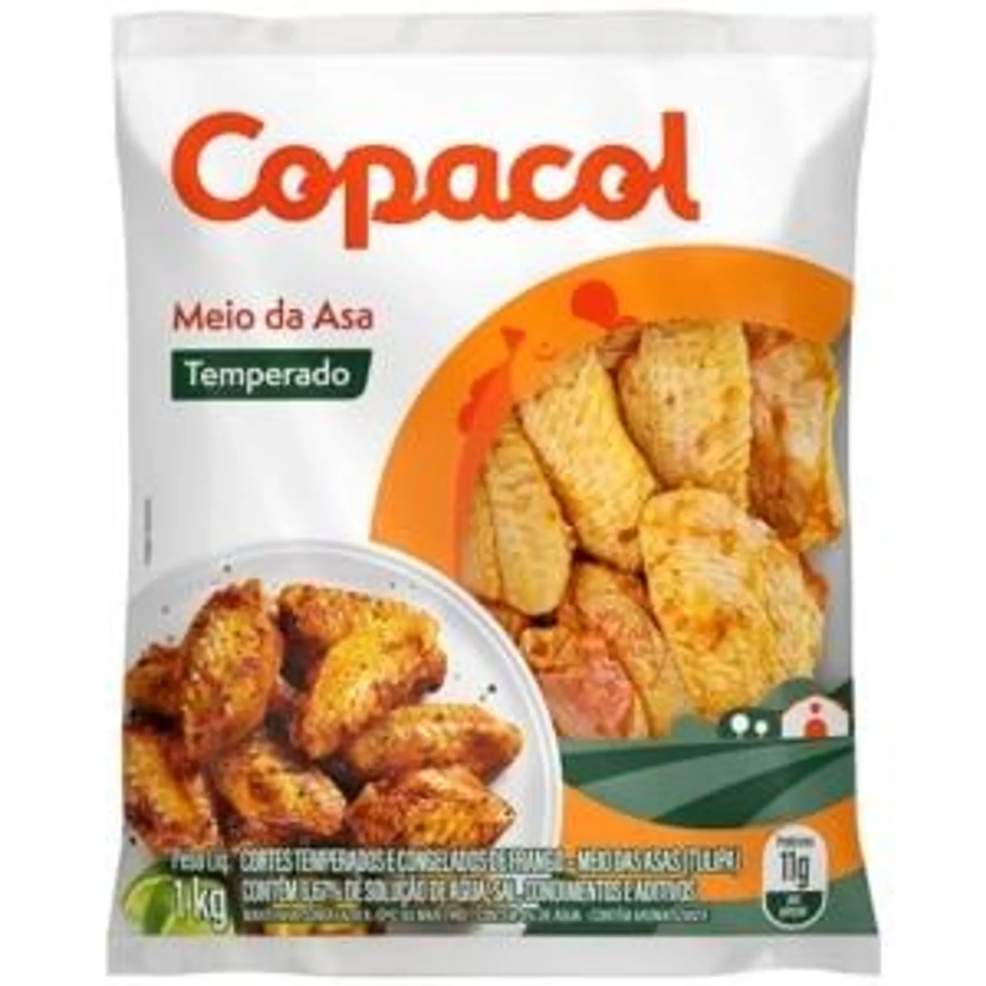 Meio da Asa Temperada Copacol 1kg